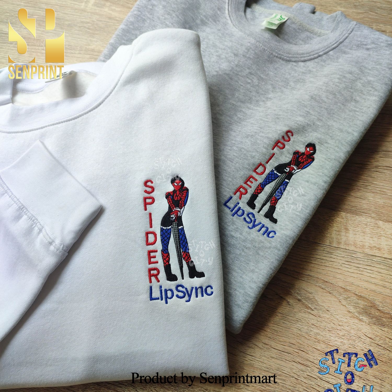 Embroidered Lip Sync Comic Characters embroidered Sweatshirt