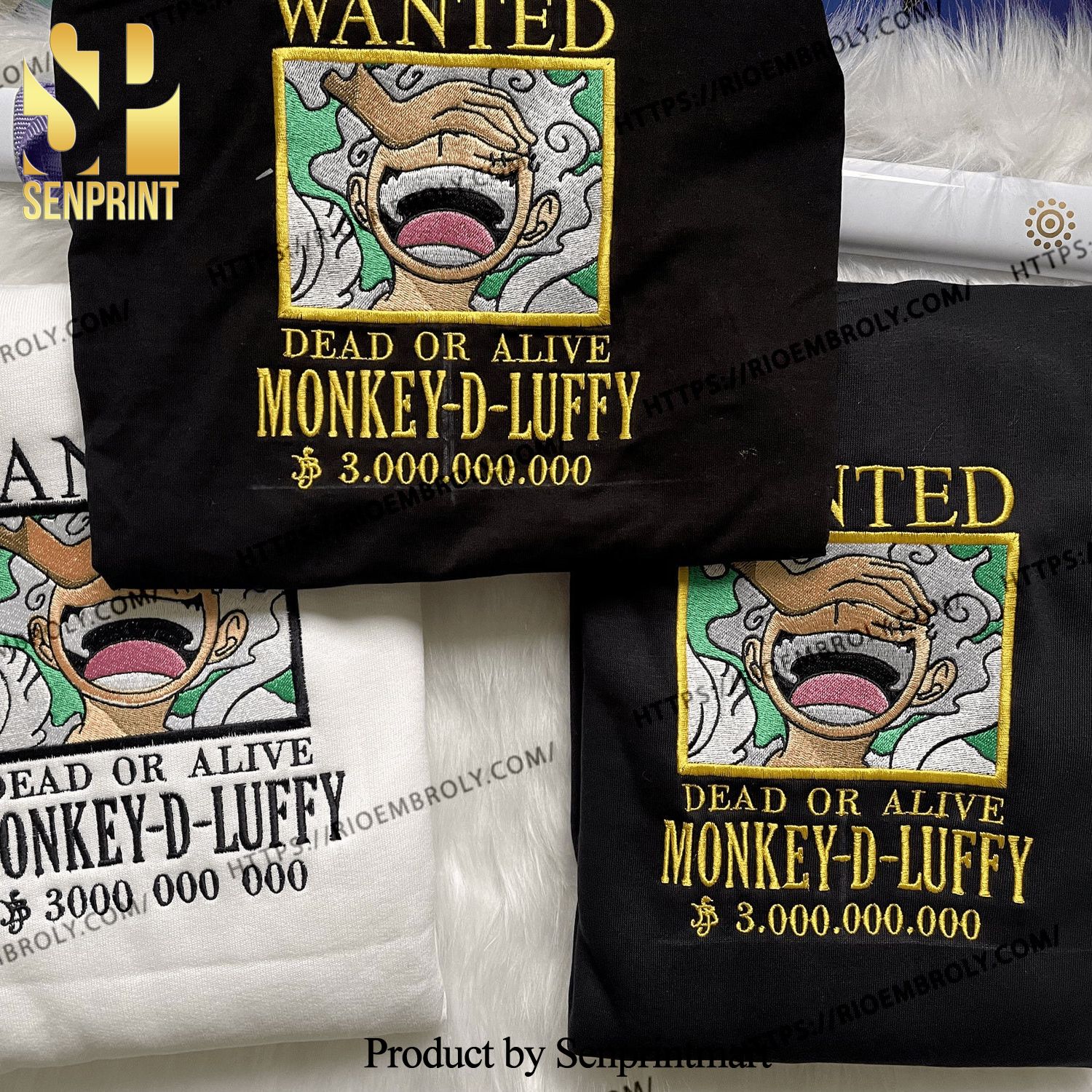 Embroidered Luffy Most Wanted embroidered One Piece Sweatshirt Embroidered Shirt Luffy Gear 5 Most Wanted