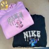 Embroidered Stitch and Angel pullover Custom Heart Sleeve Couple Sweatshirts crewneck gift for birthday and anniversary