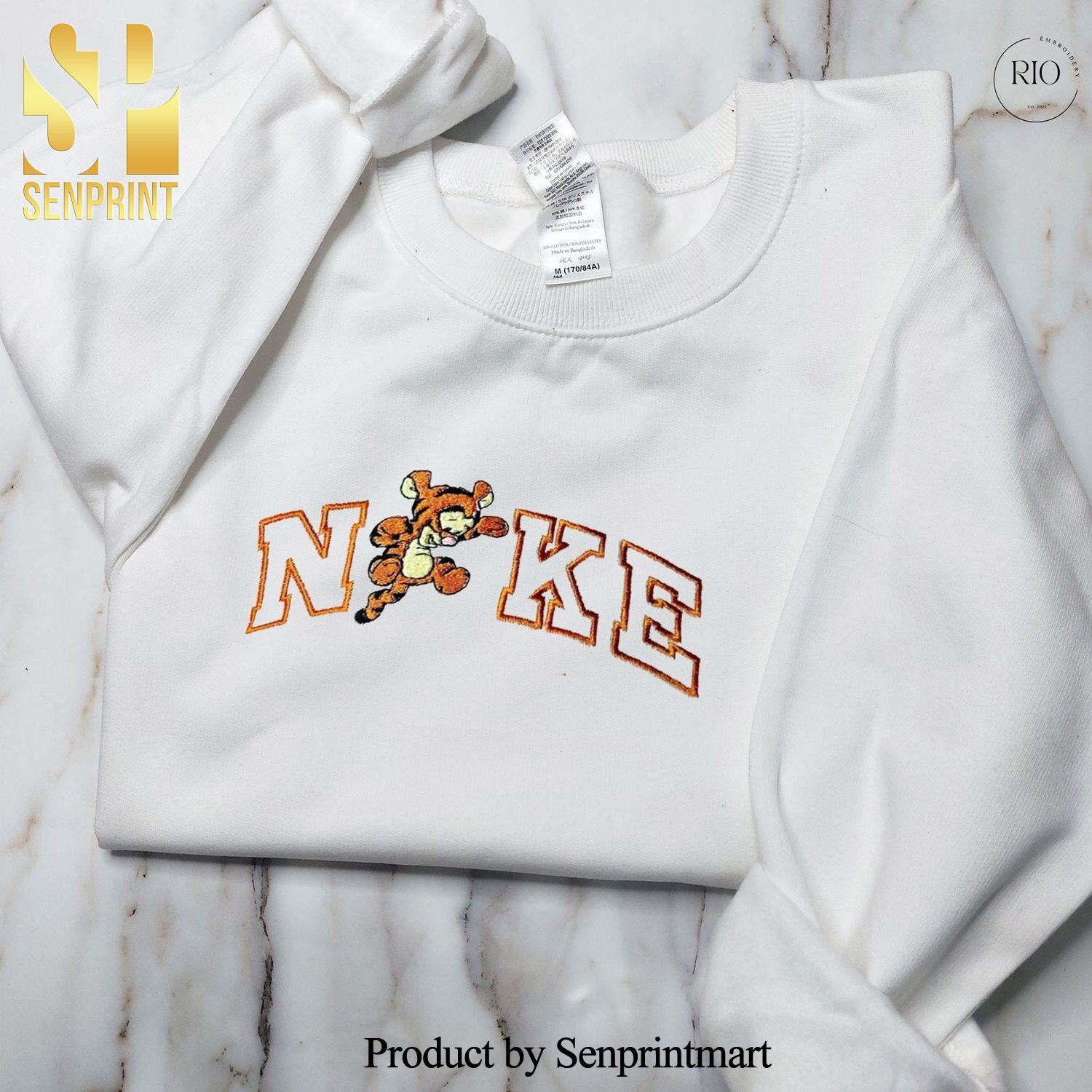 Embroidered Tigger Crewneck Sweatshirt Hoodie Best Seller Winnie Bear Christmas Present Personalize Hoodie Custom Text Hoodie