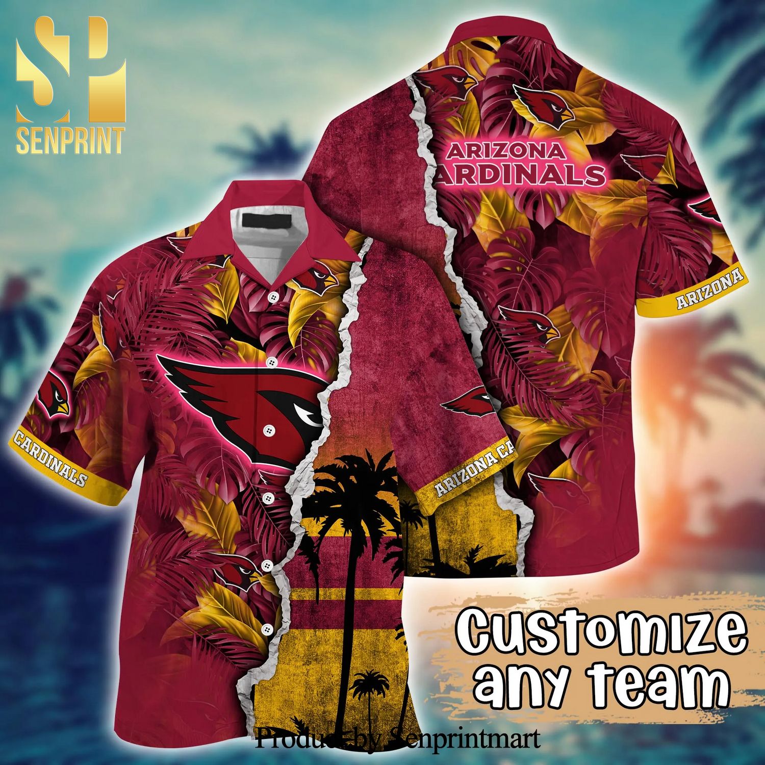 Arizona Cardinals Hawaiian Shirt NFL Football Custom Name Hawaiian Shirt  For Men And Women - T-shirts Low Price