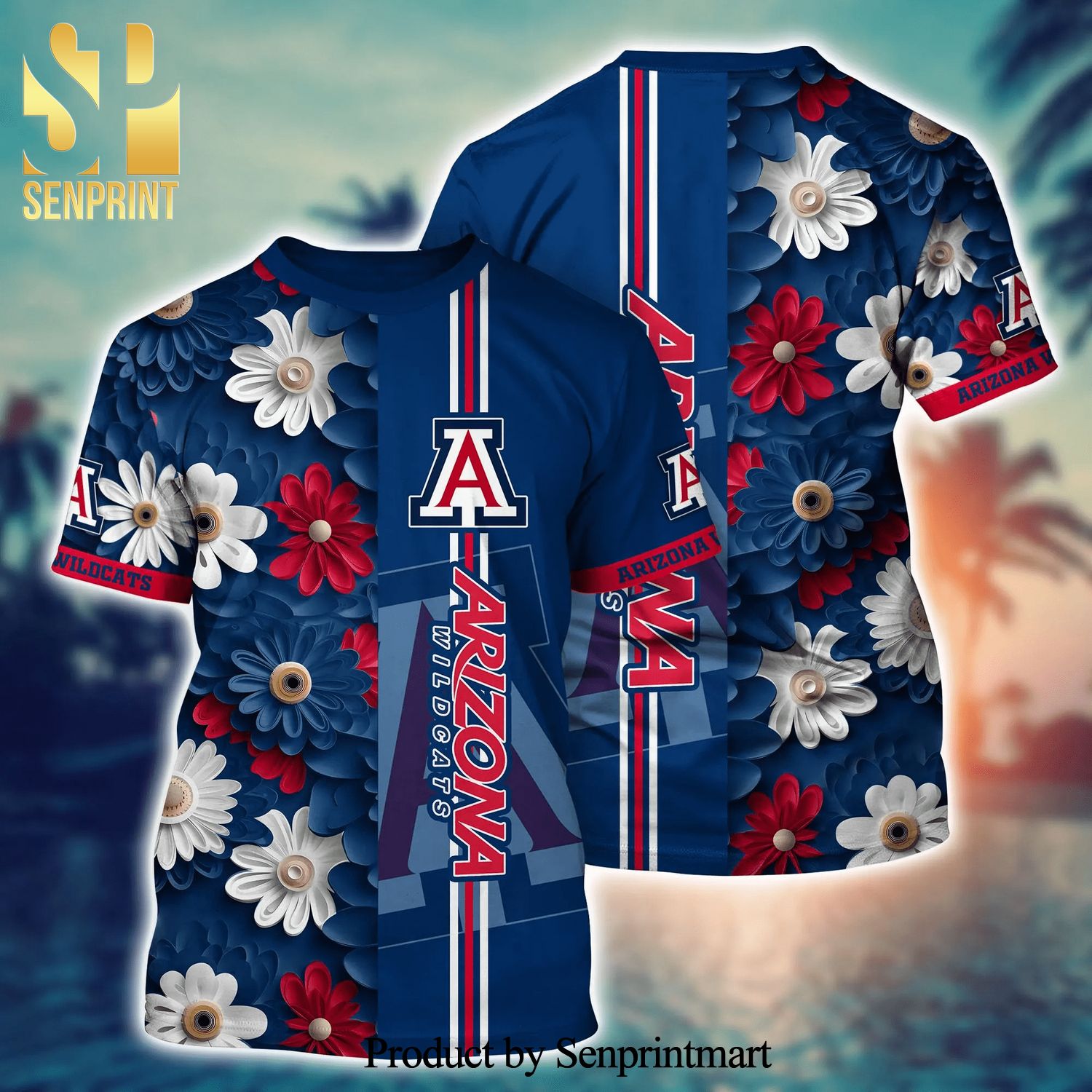 Arizona Wildcats NCAA Flower Button Up Hawaiian Shirt 3D Shirt