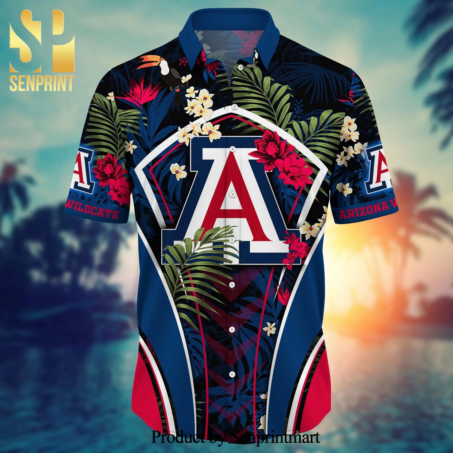 Arizona Wildcats NCAA Flower Button Up Hawaiian Shirt 3D Shirt