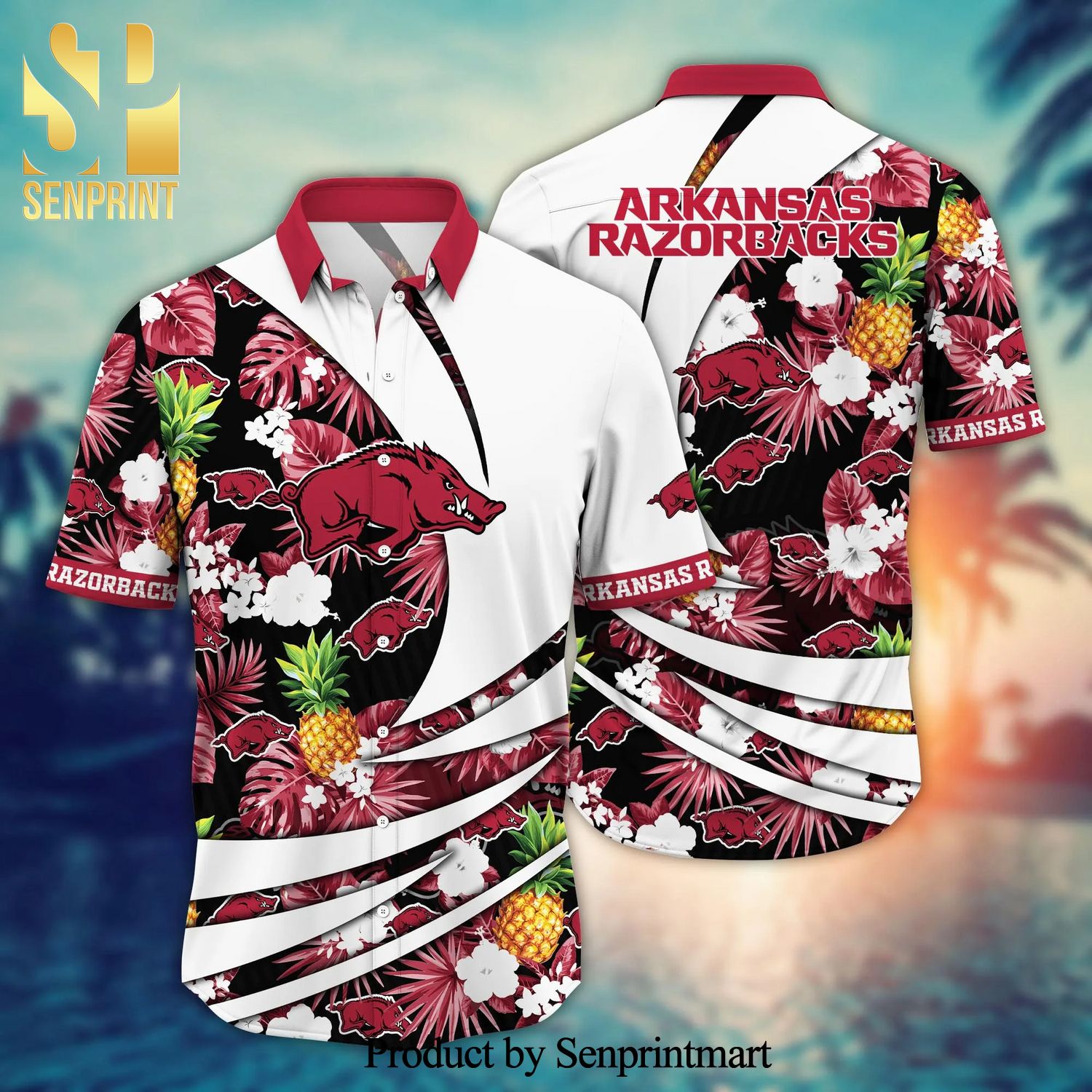 NCAA Arkansas Razorbacks Flower Button Up Hawaiian Shirt 3D Shirt, Arkansas  Razorbacks Gift - T-shirts Low Price