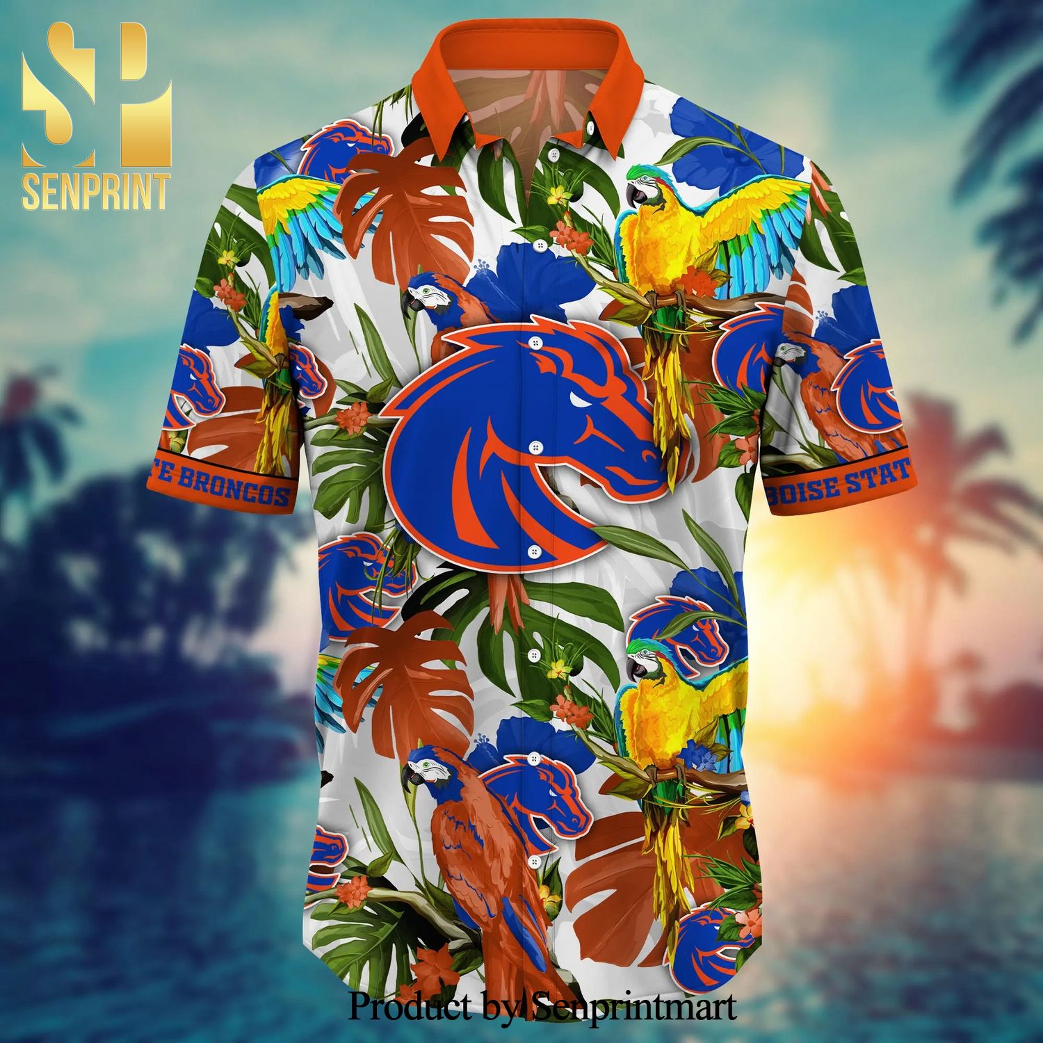 NCAA Boise State Broncos Flower Custom Button Up Hawaiian Shirt 3D