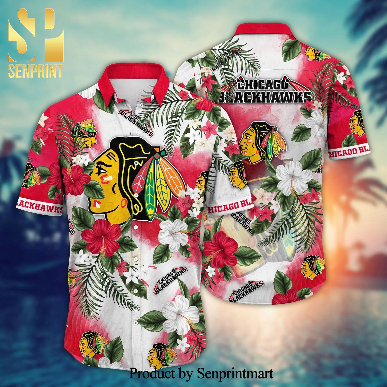 Chicago Blackhawks NHL For Sports Fan Tropical Hawaiian Beach Shirt