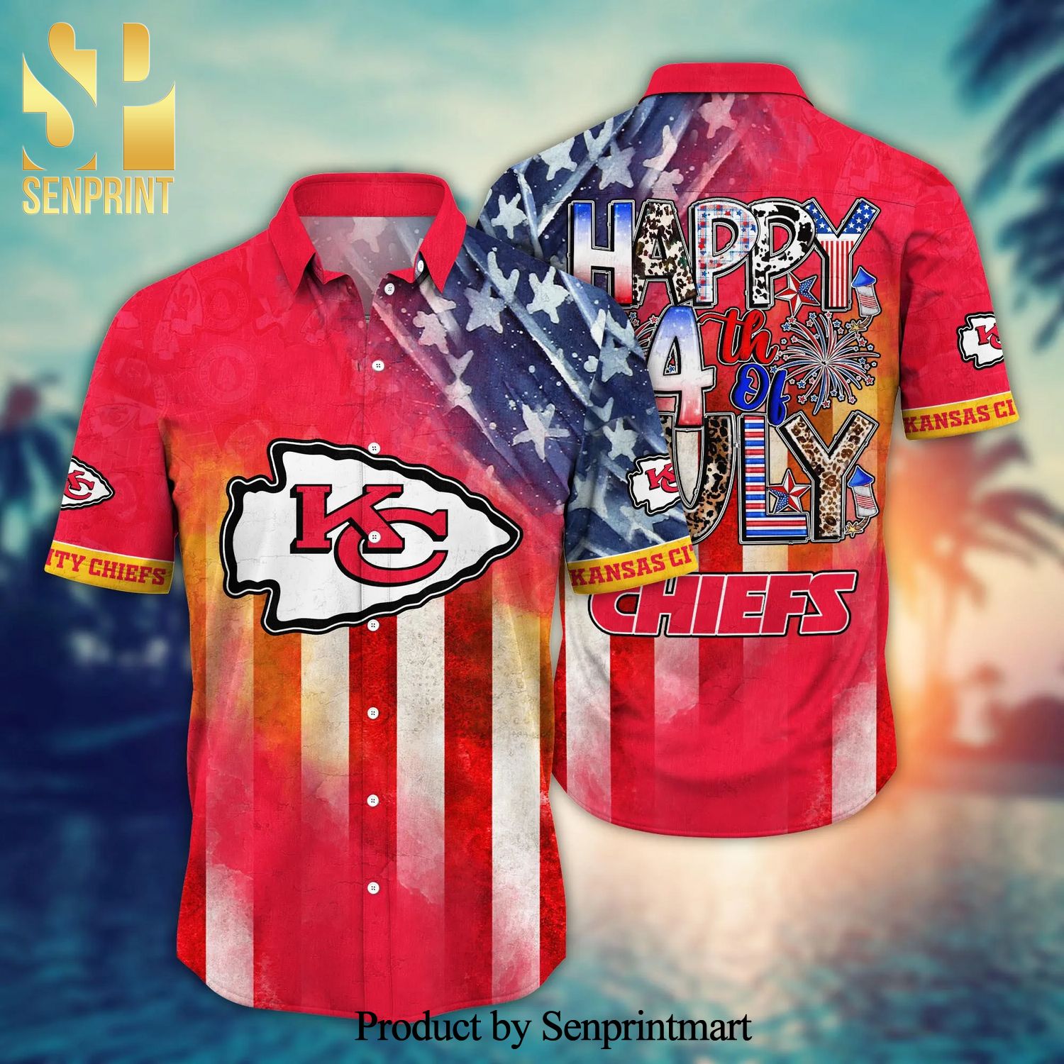 Kansas City Chiefs NFL Independence Day Full Printed Hawaiian Beach Shirt