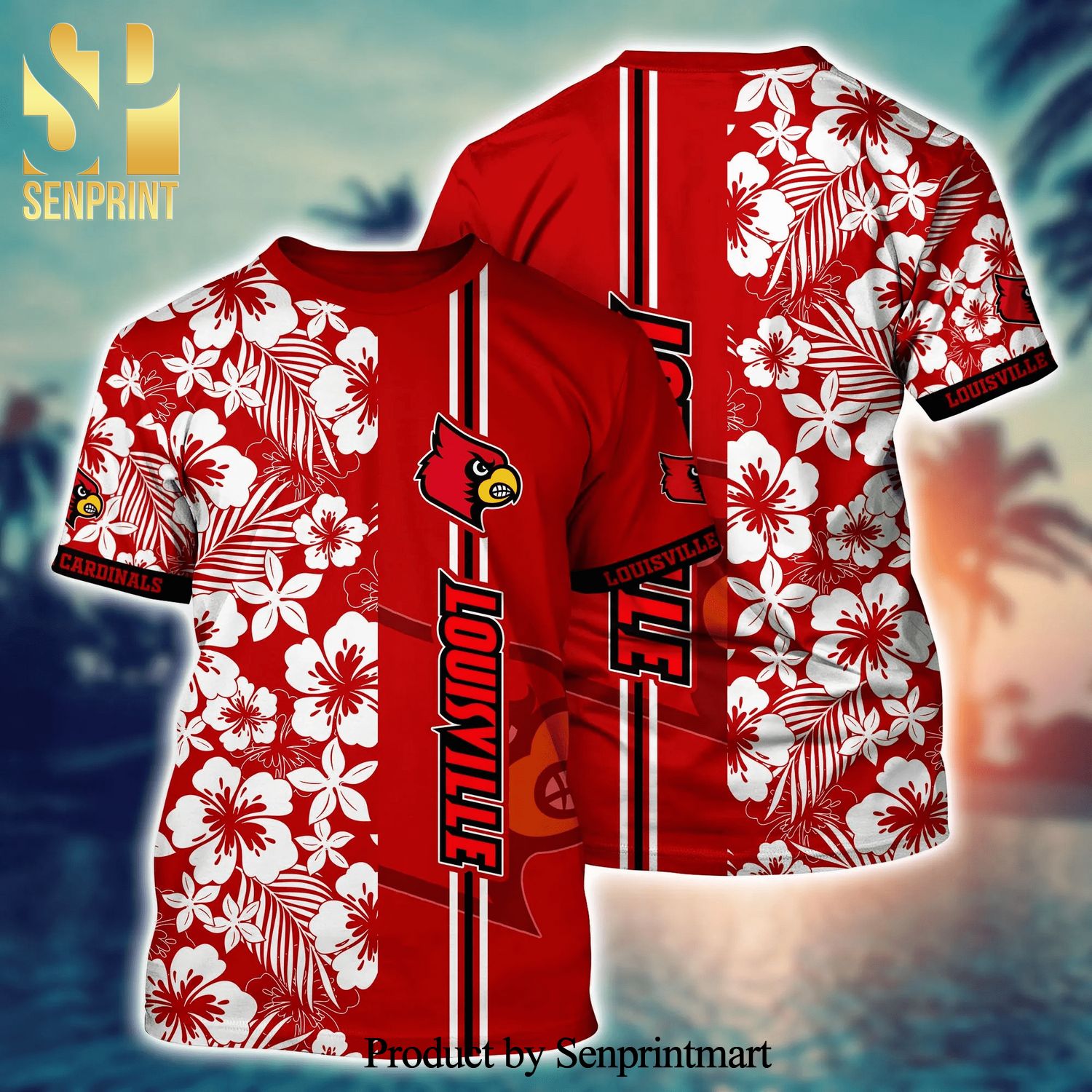 Louisville Cardinals Flower NCAA Cheap Hawaiian Shirt 3D Shirt,  Personalized Louisville Cardinals Gifts - T-shirts Low Price