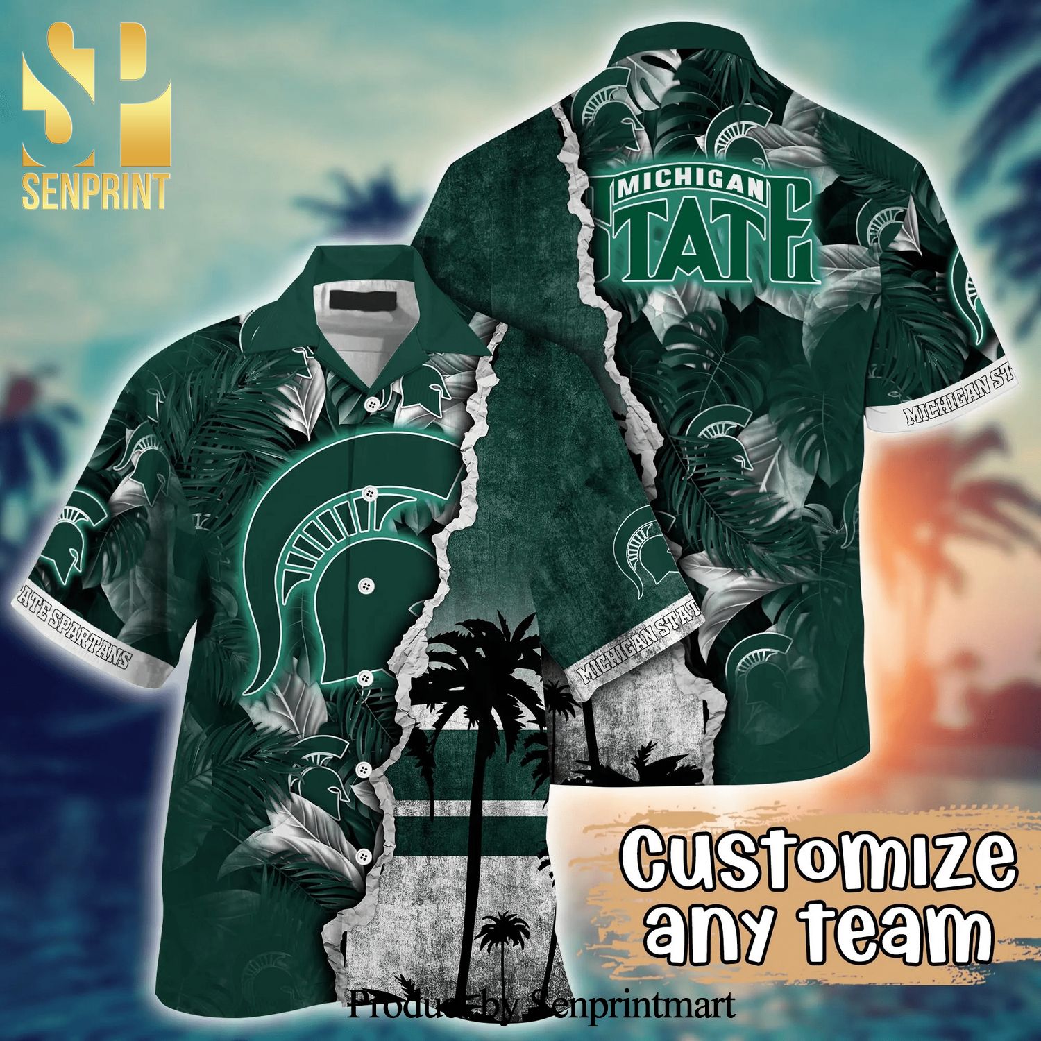 Michigan State Spartans NCAA Hawaiian Shirt Beach Time Aloha Shirt - Trendy  Aloha