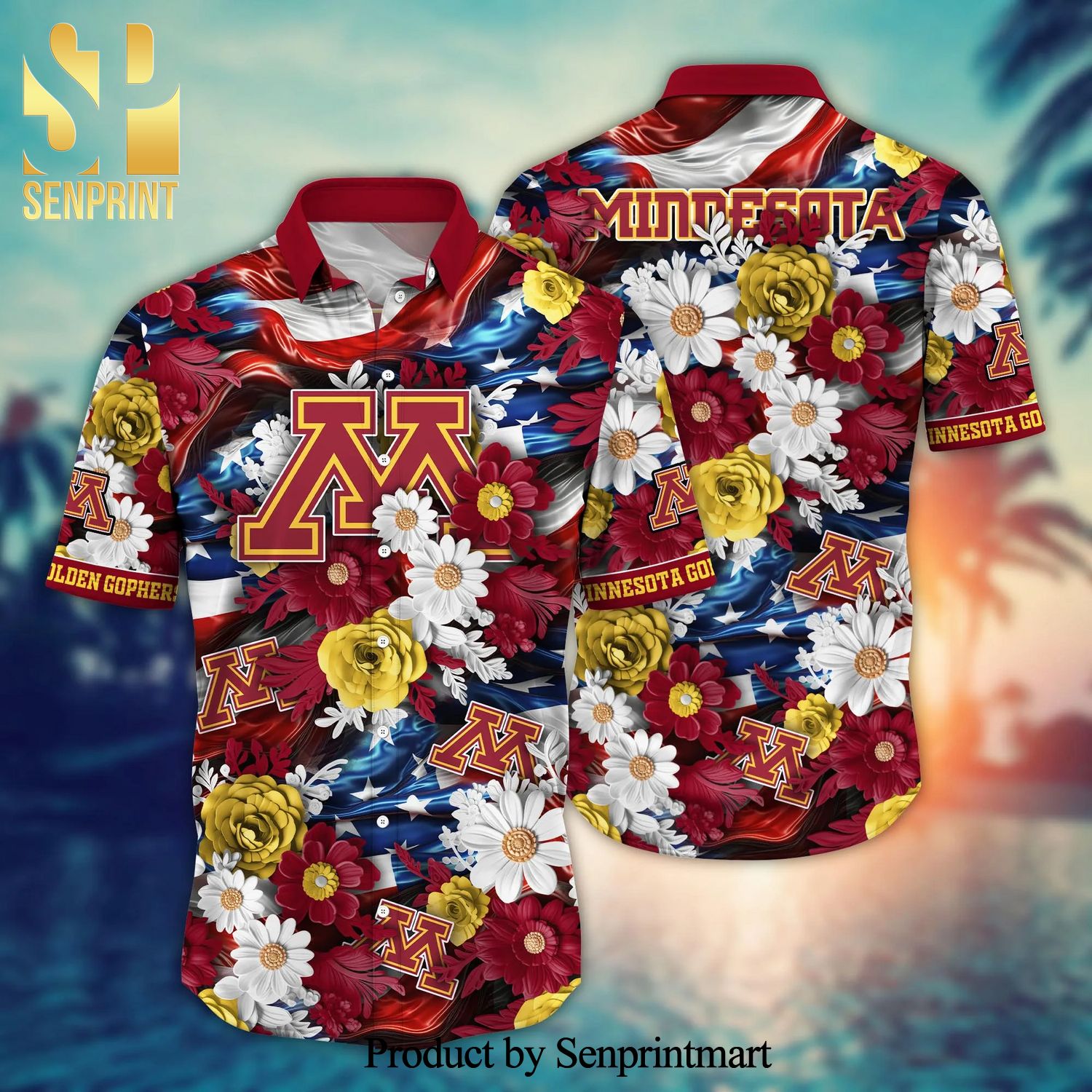 Minnesota Golden Gophers NCAA Independence Day All Over Print Hawaiian Beach Shirt