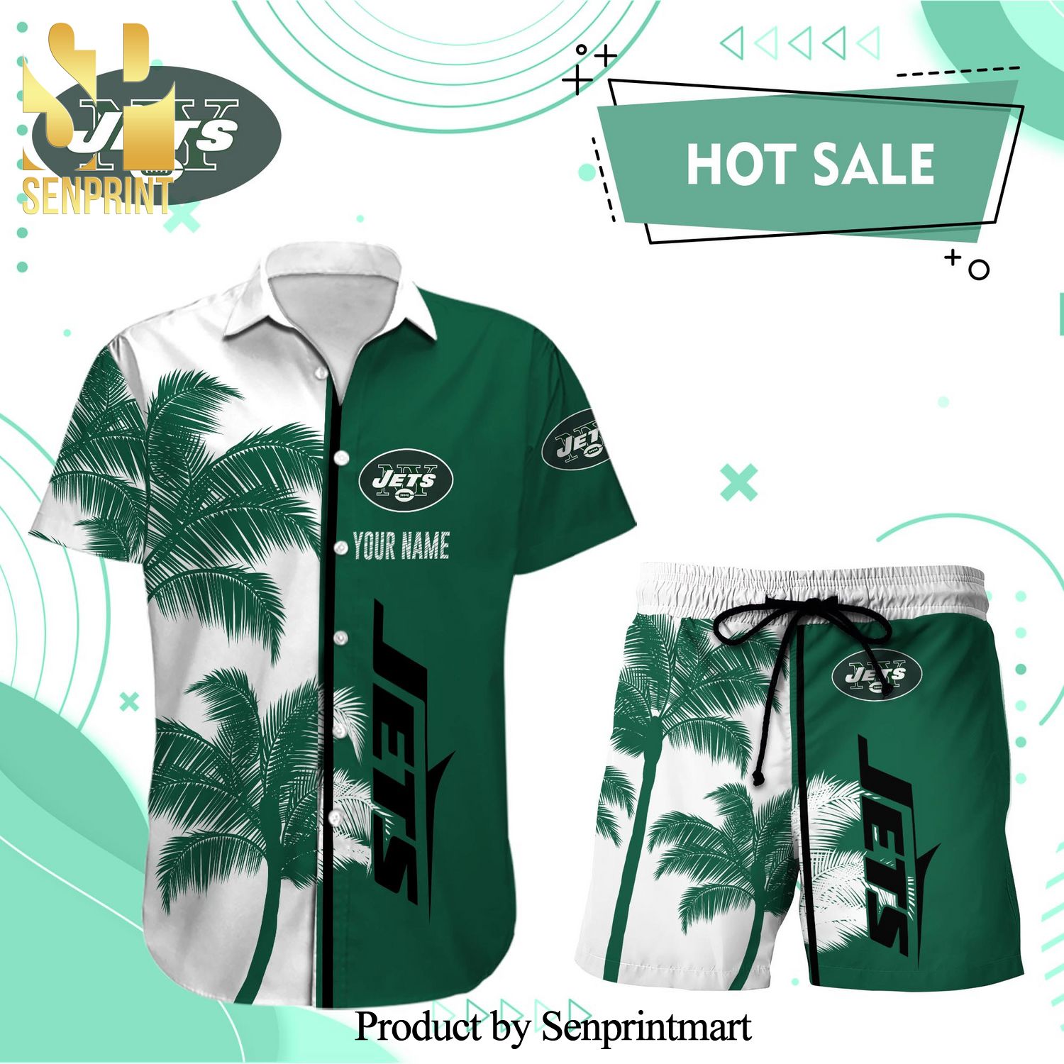 New York Jets Men Short Custom NFL T- Vacation Gift Hawaiian Beach Shirt