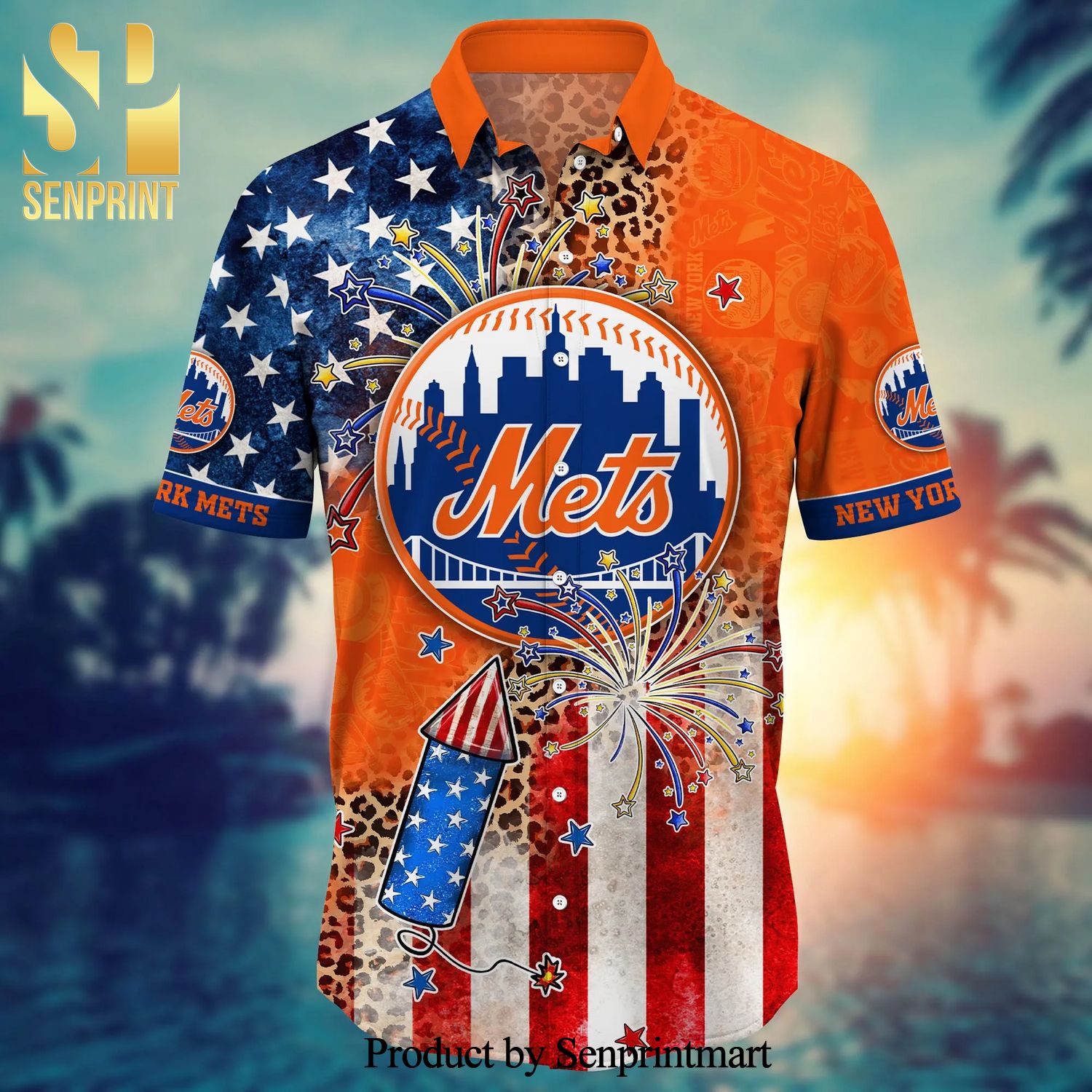 Personalized New York Mets Baseball All Overprint 3D Hawaiian