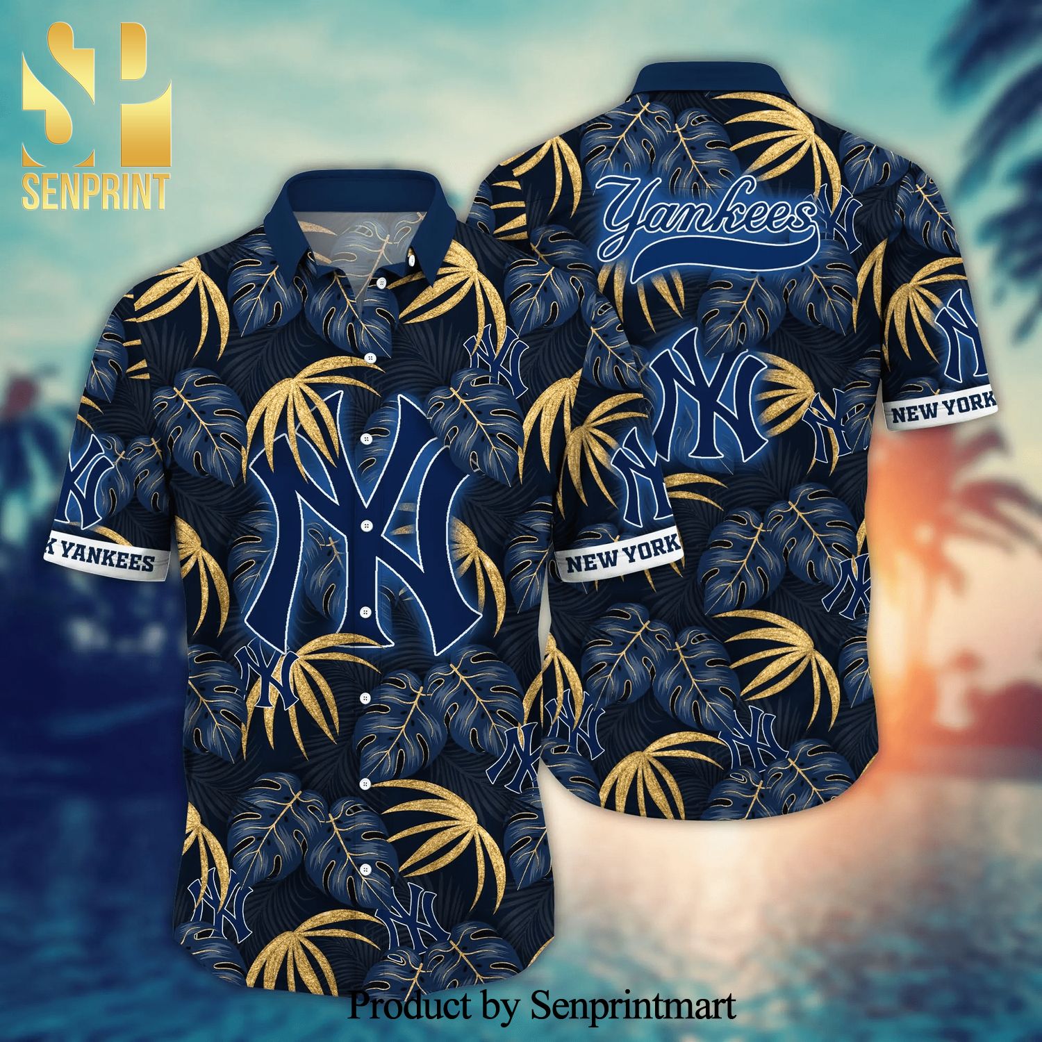 New York Yankees Major League Baseball Logo Pattern Hawaiian Shirt For  Baseball Fans