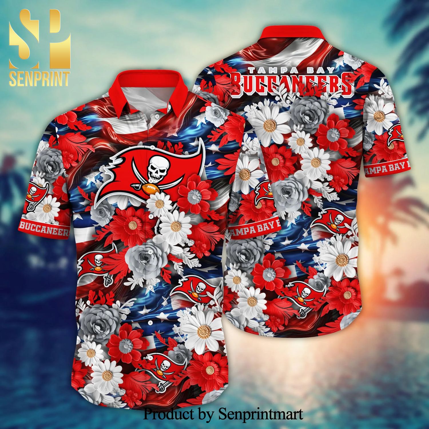 Tampa Bay Buccaneers NFL Independence Day Floral Hawaiian Style Shirt