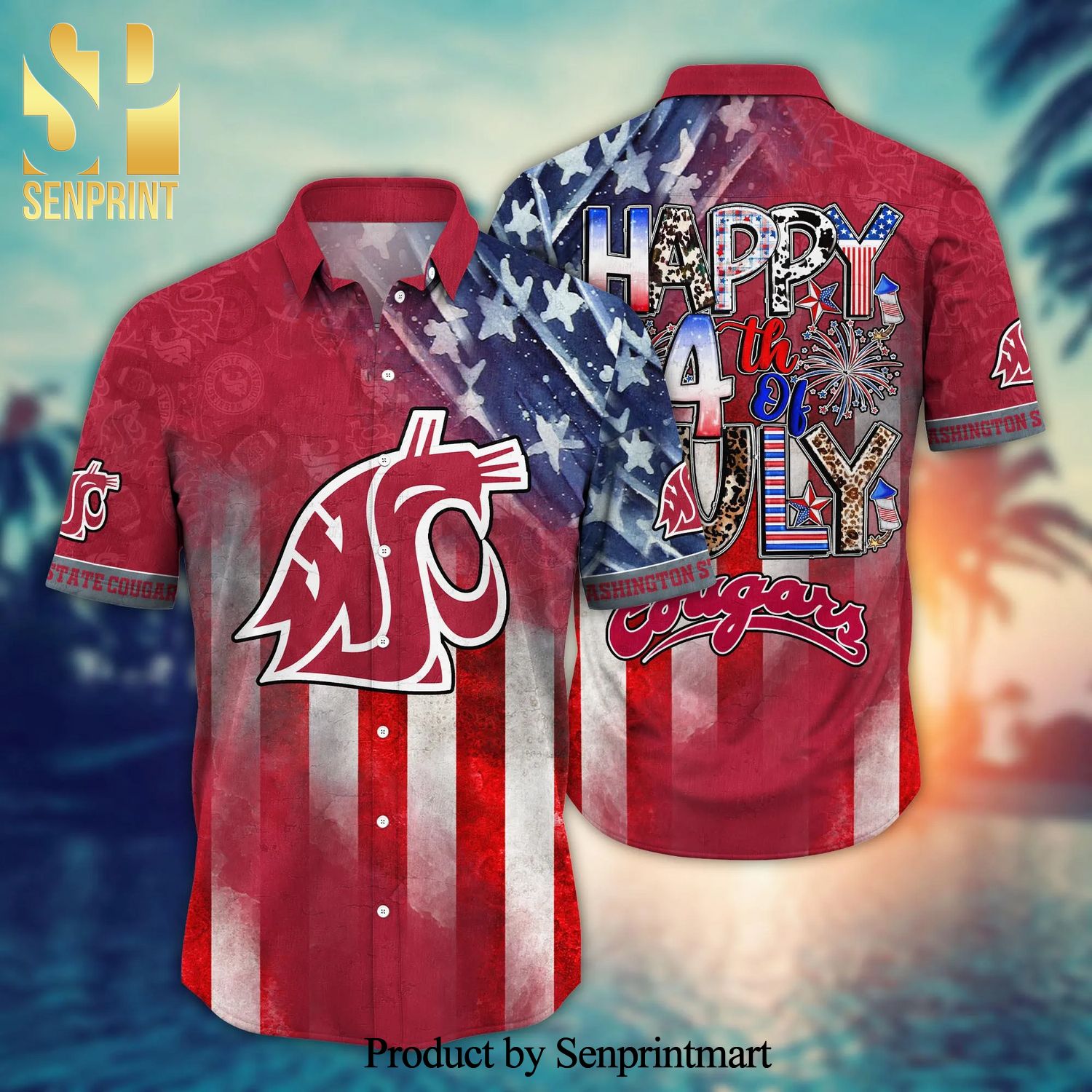 Washington State Cougars NCAA Independence Day Aloha Hawaiian Shirt