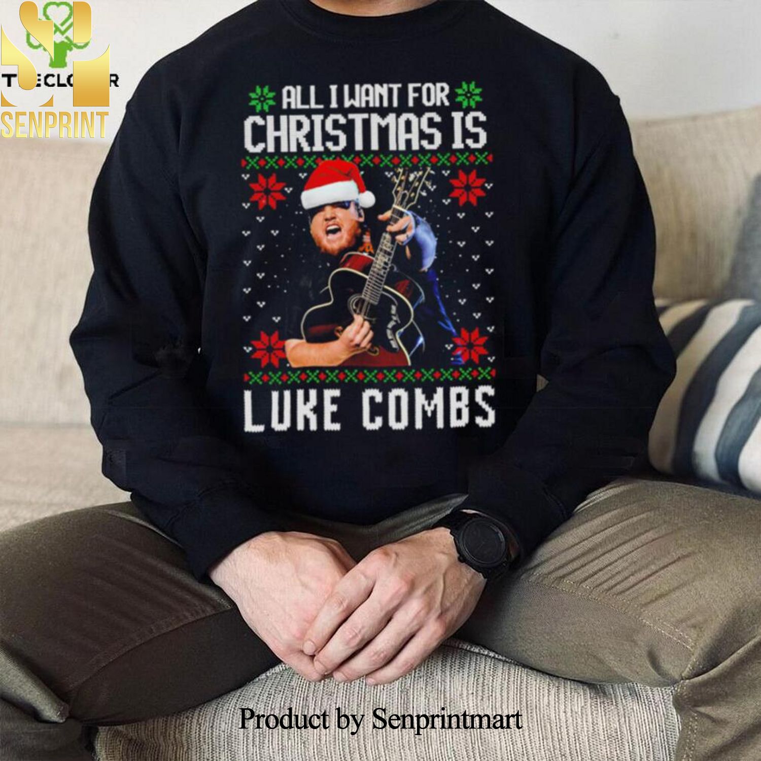 All I want for Christmas is Luke Combs ugly shirt Christmas Wool Knitted 3D Sweater