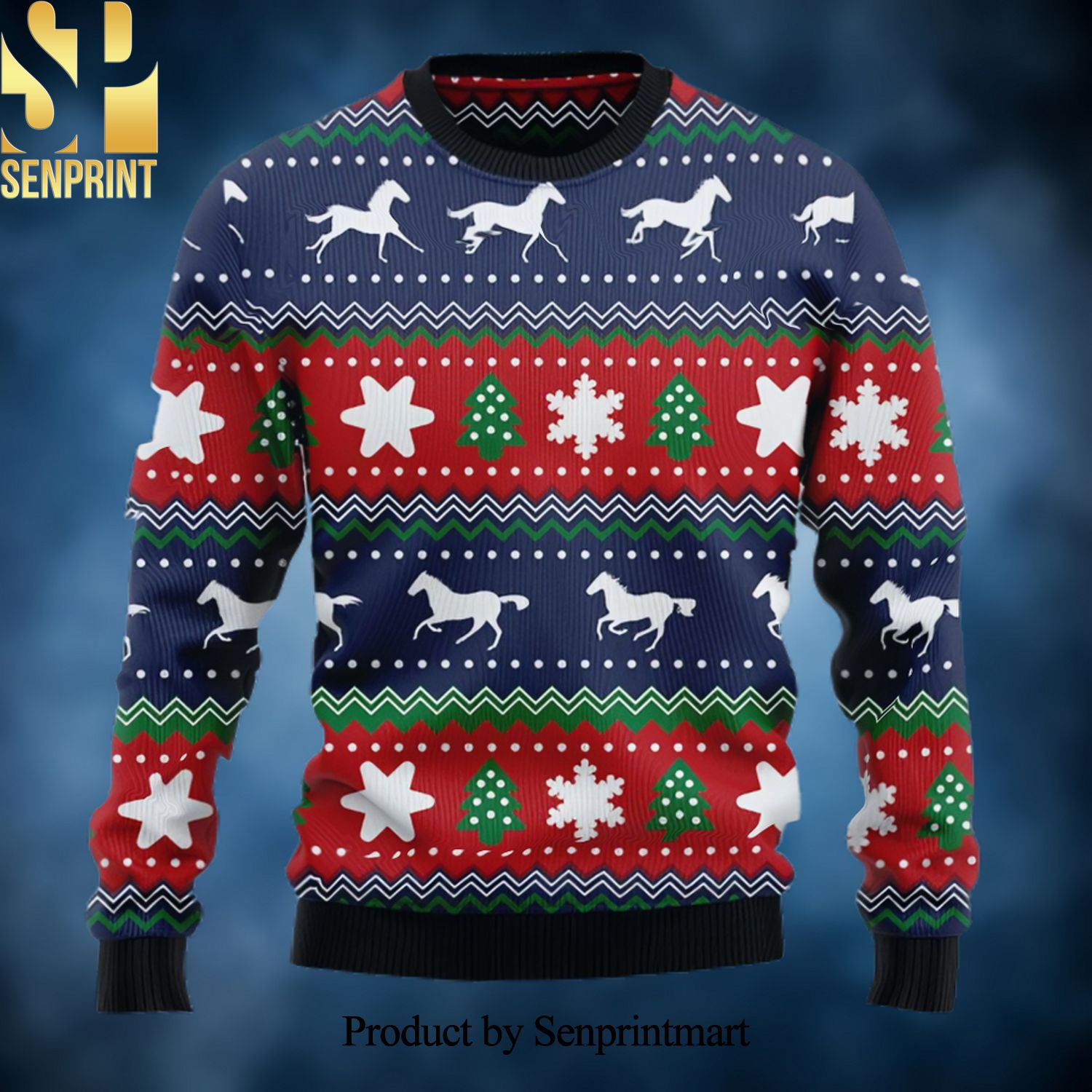 Amazing Horses Ugly Christmas Wool Knitted Sweater