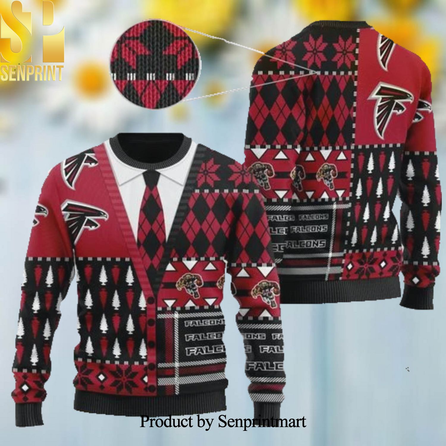 Atlanta Falcons NFL American Football Team Cardigan Style Ugly Christmas Sweater