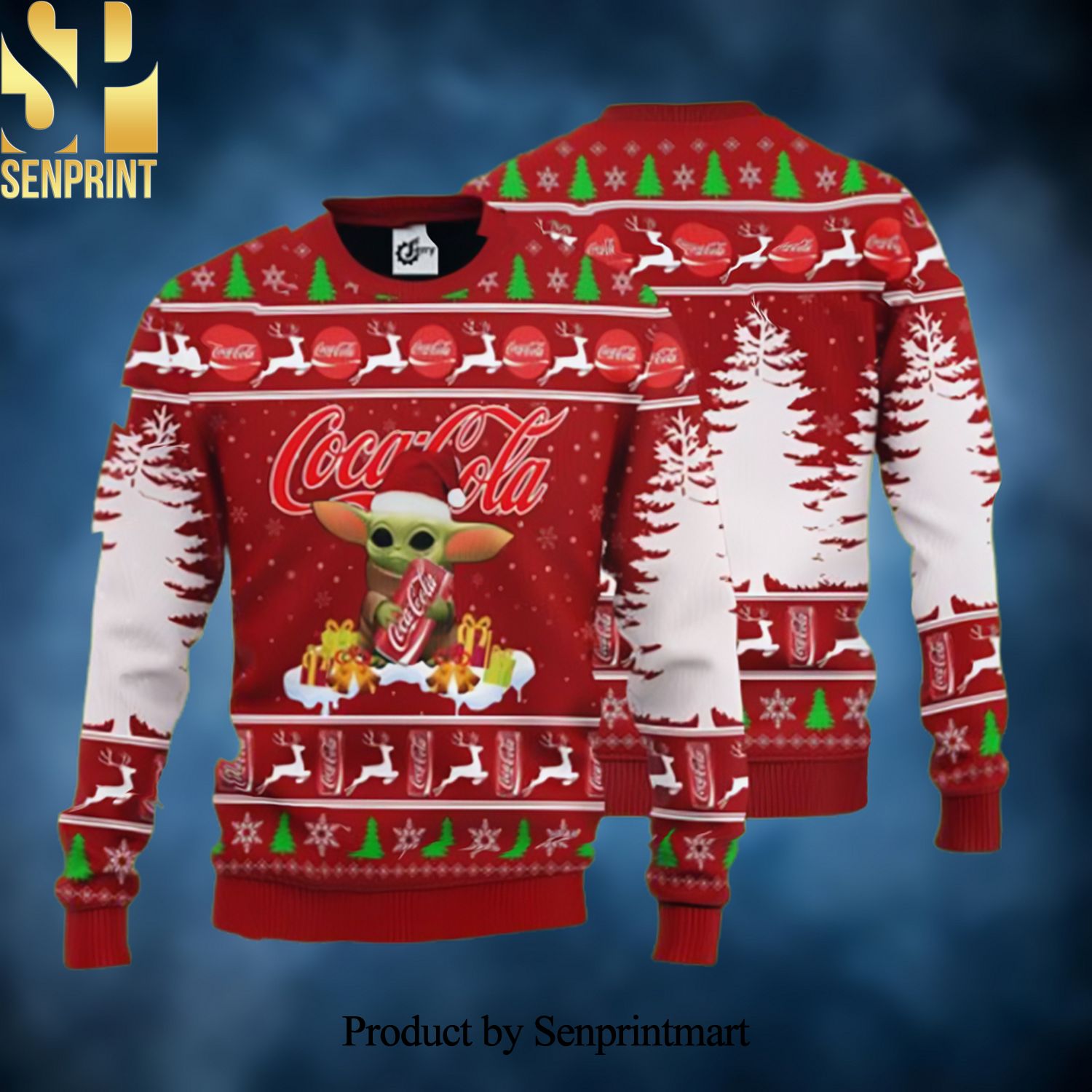 Baby Yoda Hug Coca Cola 3D Printed Ugly Christmas Sweater