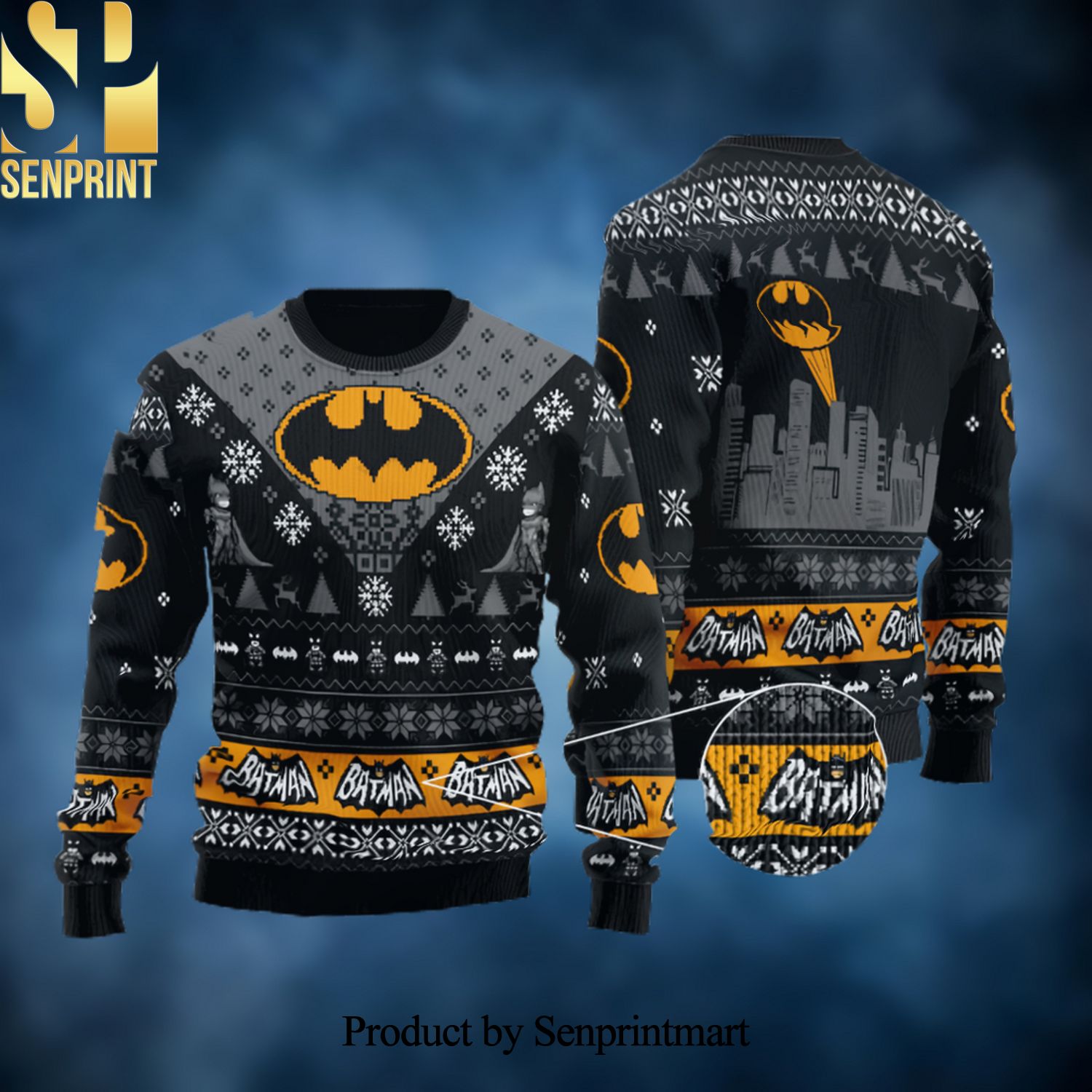 Batman The Dark Knight Christmas Wool Knitted 3D Sweater