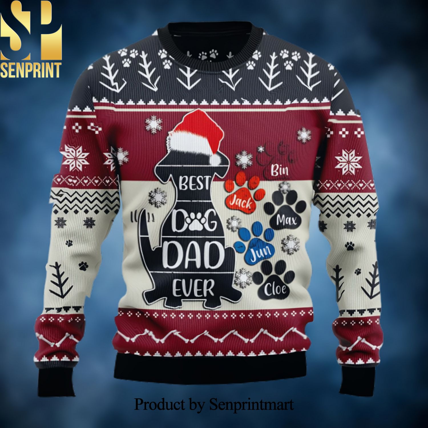 Best Dog Dad Ever Christmas Wool Knitted 3D Sweater
