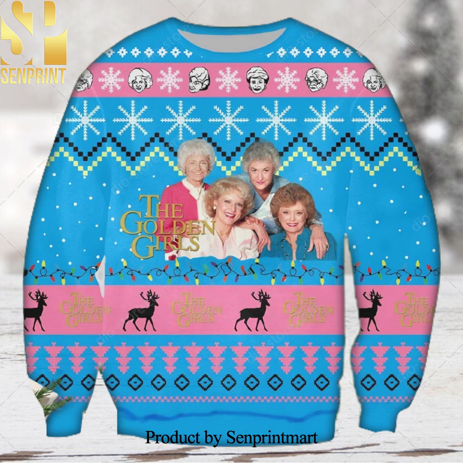 Blanche Devereaux Dorothy Zbornak The Golden Girls Poster Christmas Ugly Wool Knitted Sweater