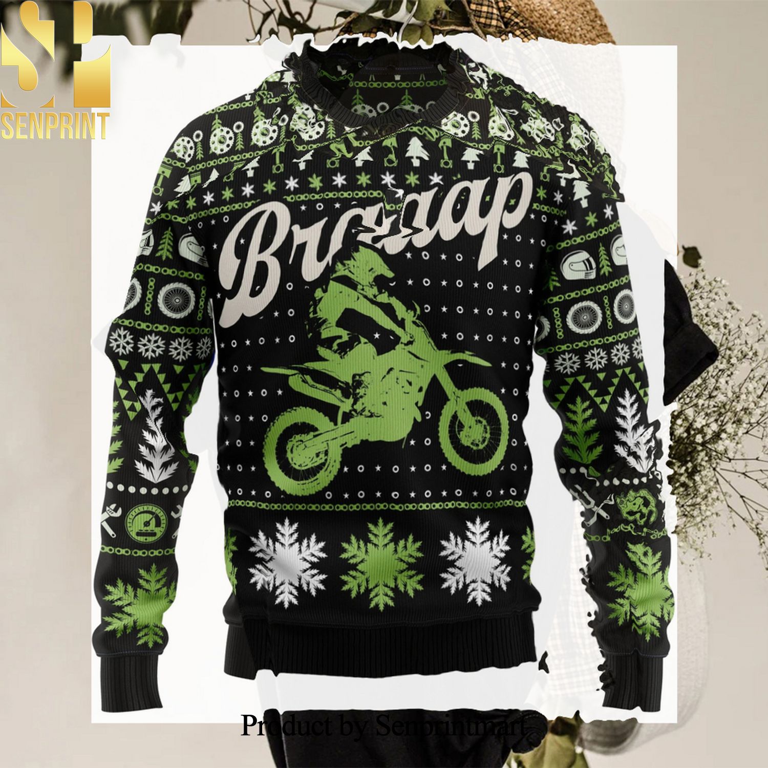 Braaap Moto Ugly Christmas Wool Knitted Sweater