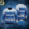 Bud Light Beer Snowflake Pattern Ugly Christmas Wool Knitted Sweater