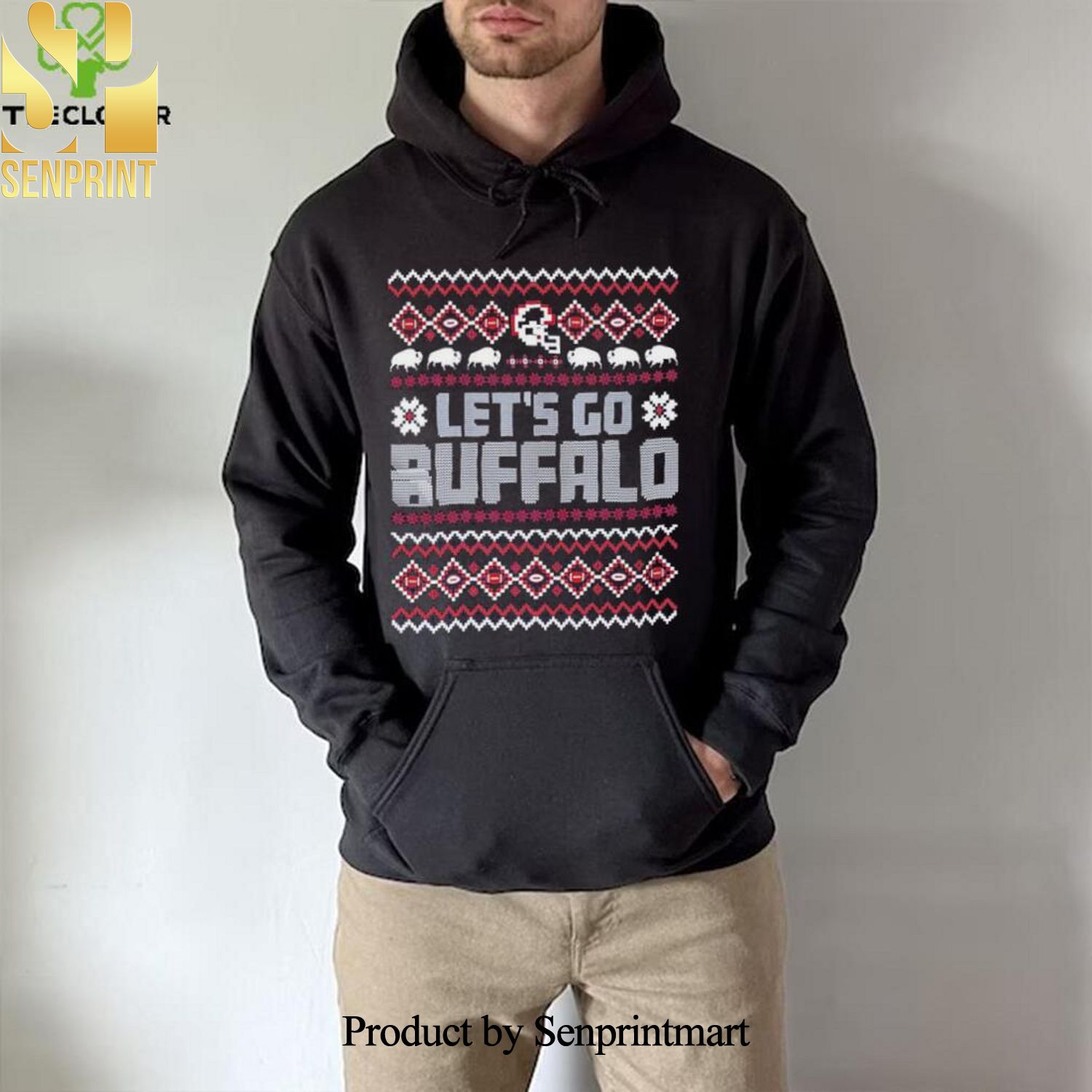 Buffalo Bills Let’s Go Buffalo Ugly Christmas Wool Knitted Sweater