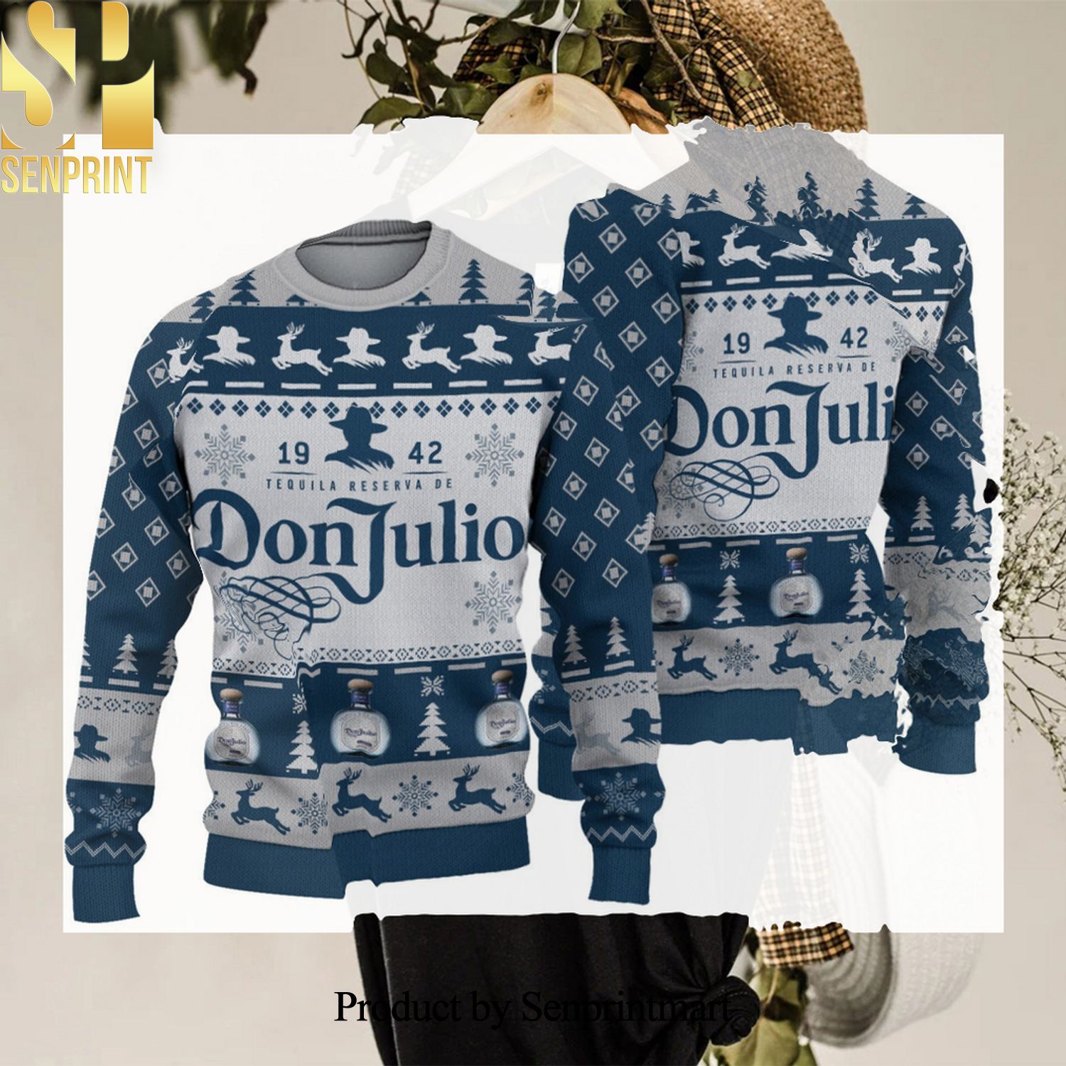 Don Julio Tequila Blue Ugly Christmas Wool Knitted Sweater