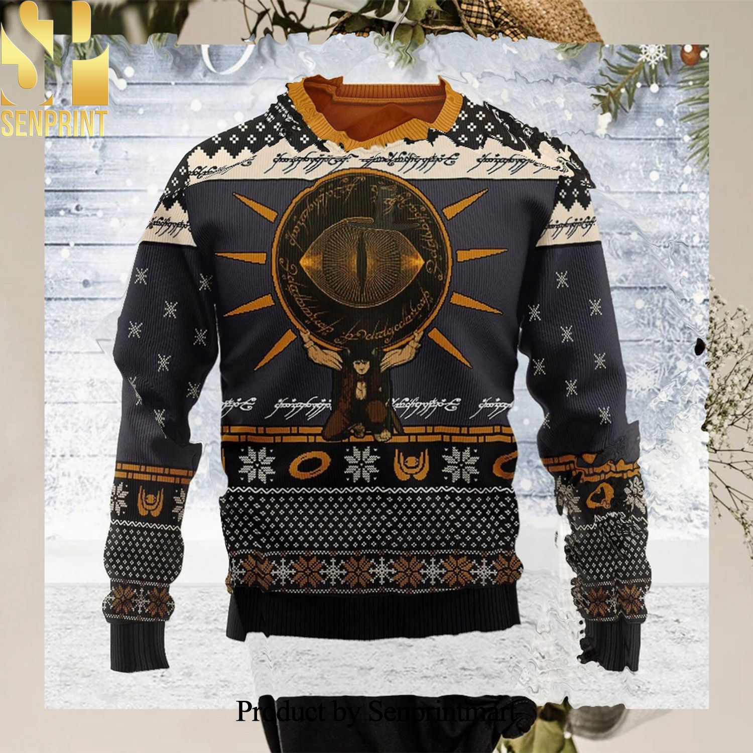 Eye Of Sauron Black Christmas Wool Knitted 3D Sweater