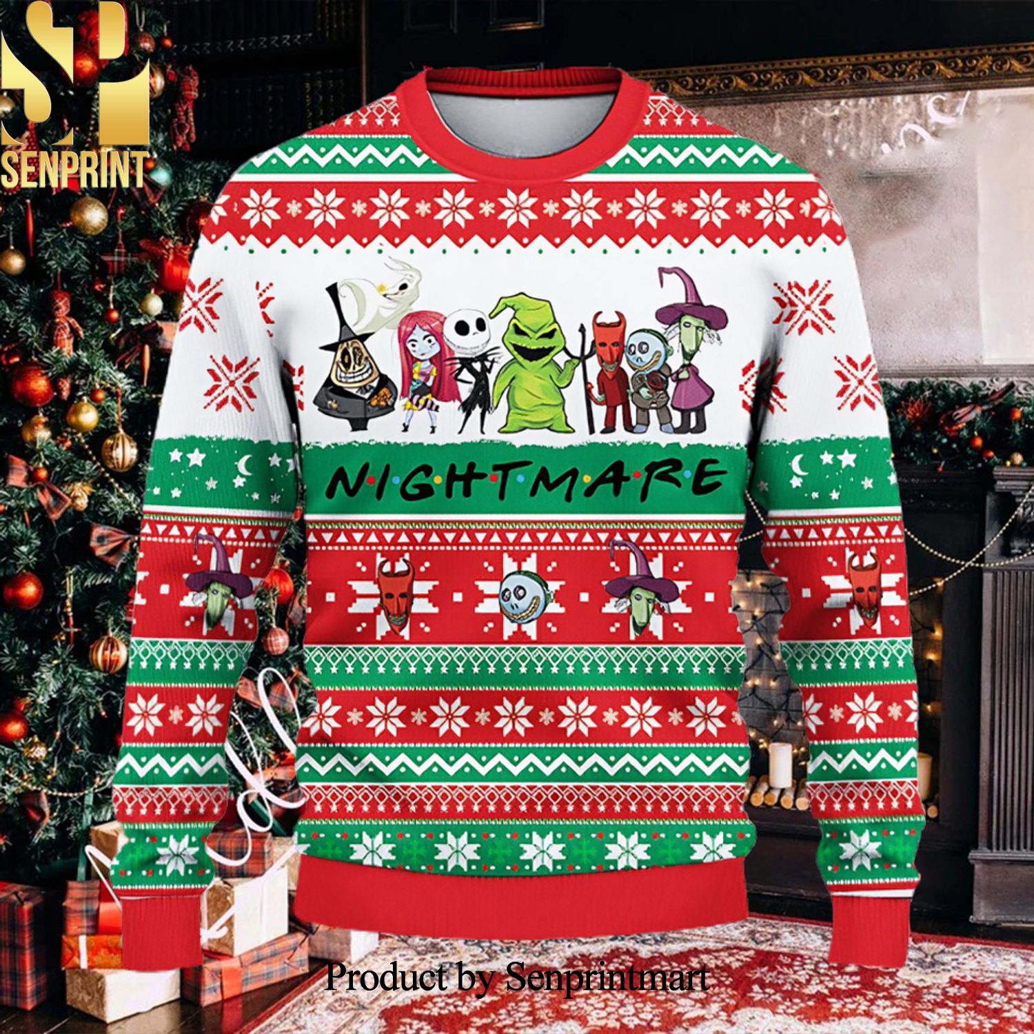 Friends Nightmare Halloween Christmas Wool Knitted 3D Sweater