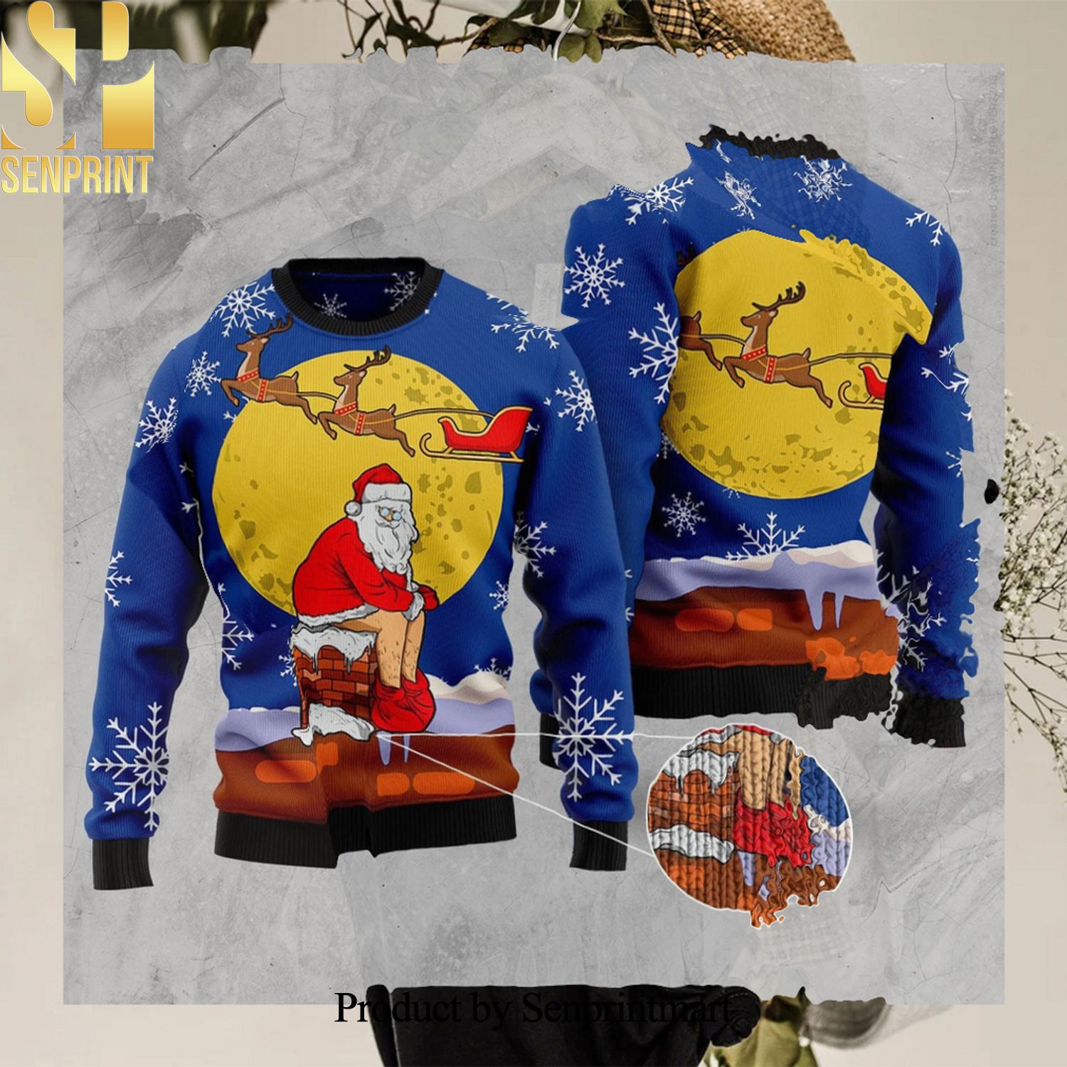 Funny Santa Xmas Ugly Xmas Wool Knitted Sweater