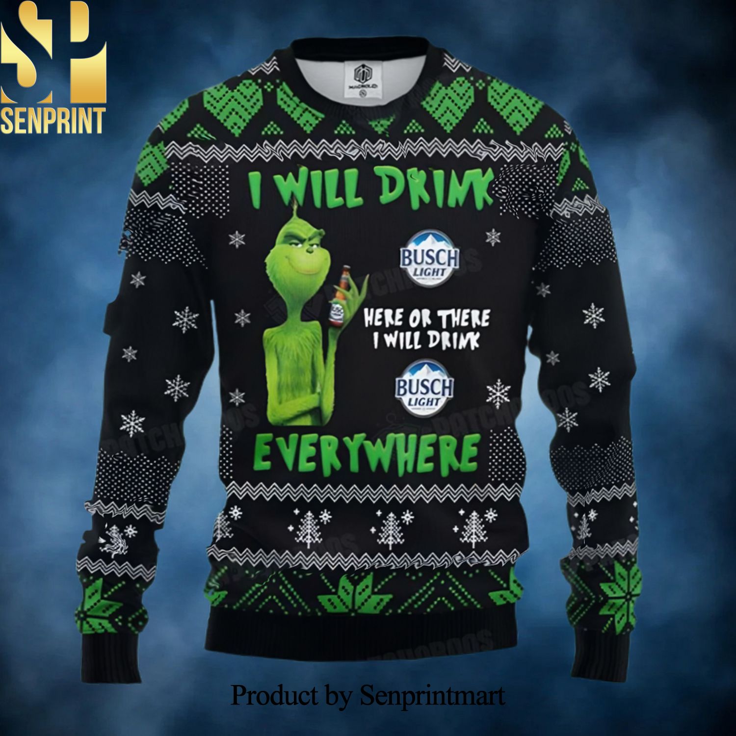 Grinch Drunk Beer Amazing Gift Ugly Christmas Wool Knitted Sweater