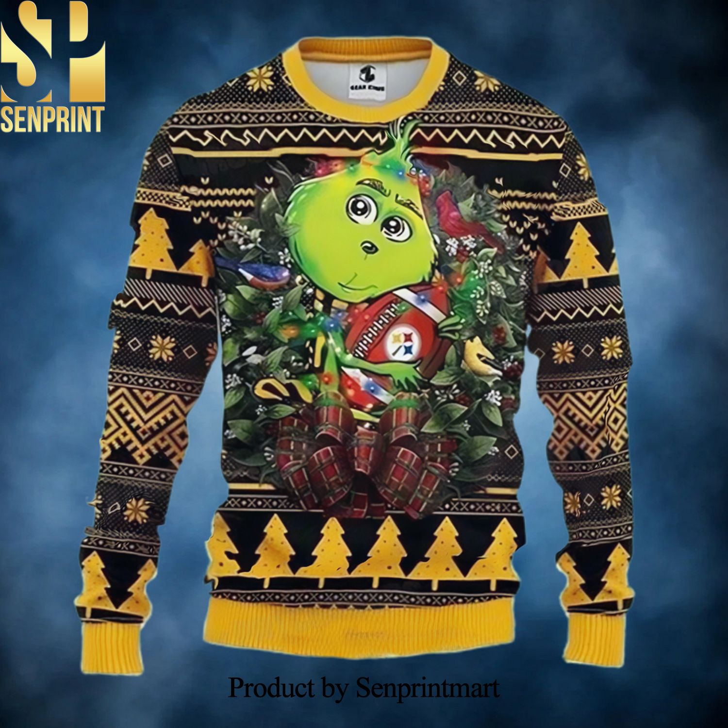 Grinch Hug Pittsburgh Steelers Gift For Family Christmas Ugly Wool Knitted Sweater