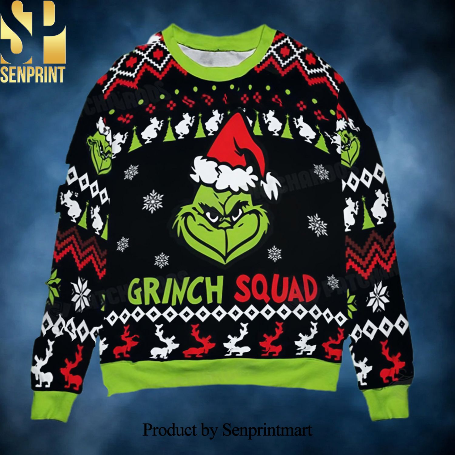 Grinch Squad Xmas Nike LV Gift Christmas Ugly Wool Knitted Sweater