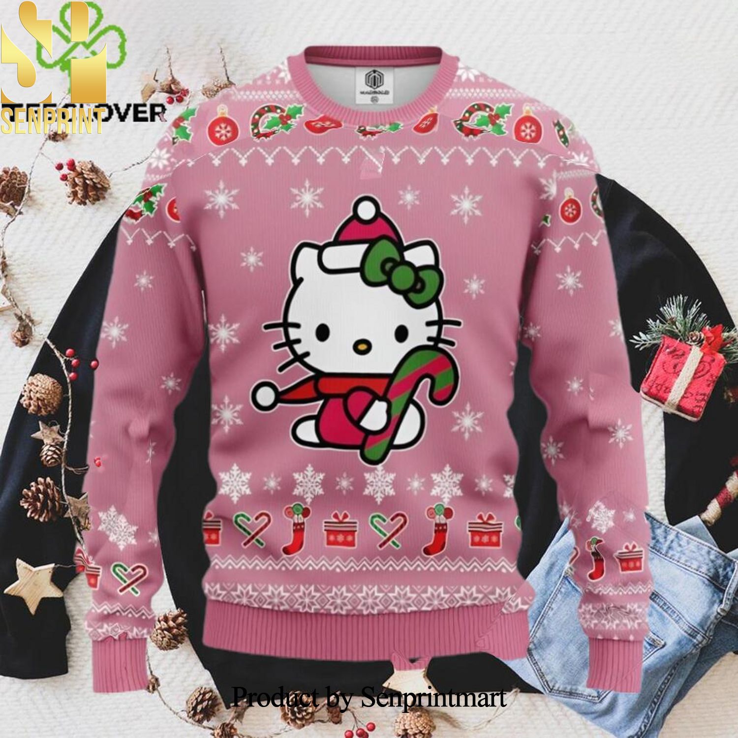 Hello Kitty Cute Christmas Wool Knitted 3D Sweater