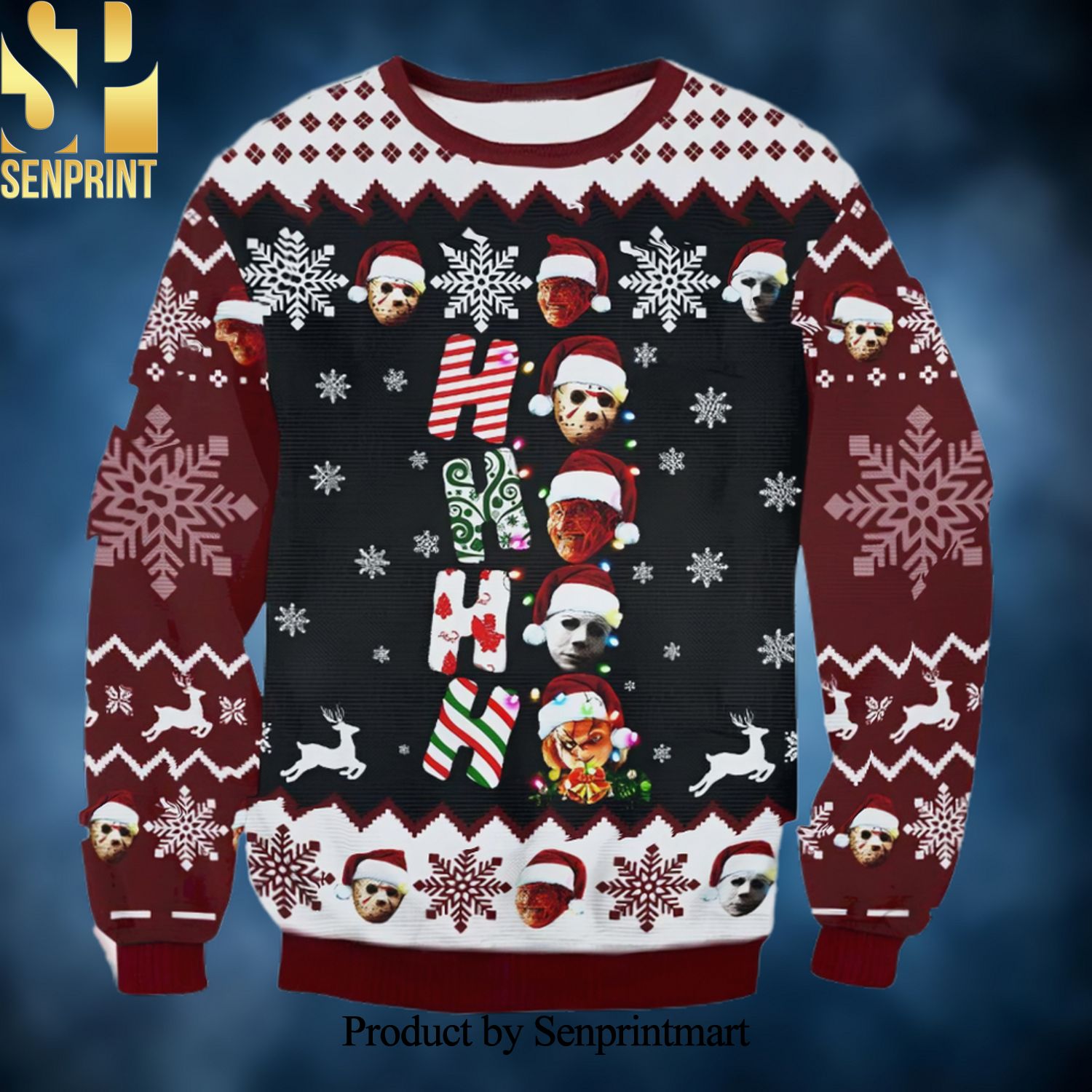 Ho Ho Horror 3D Printed Ugly Christmas Sweater
