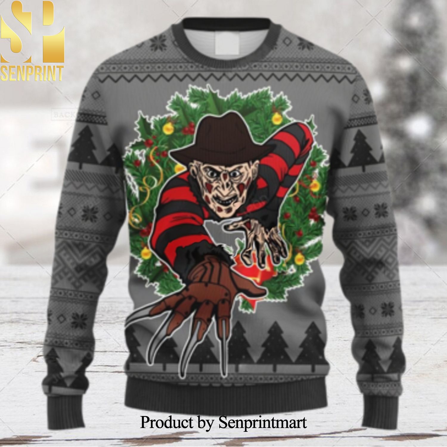 Horror Freddy Krueger Christmas Gift Ugly Christmas Wool Knitted Sweater
