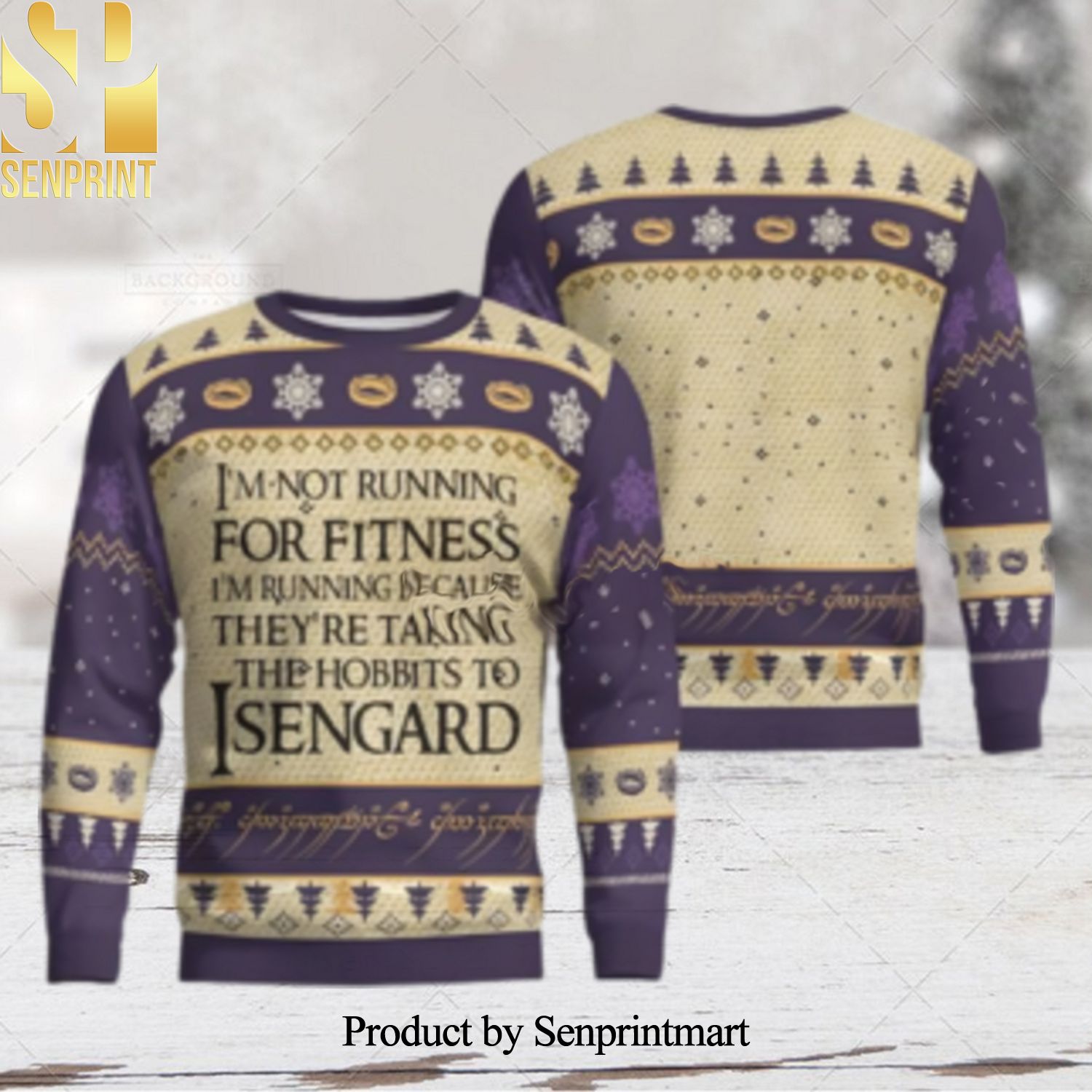 I m Not Running For Fitness LOTR Ugly Christmas Wool Knitted Sweater