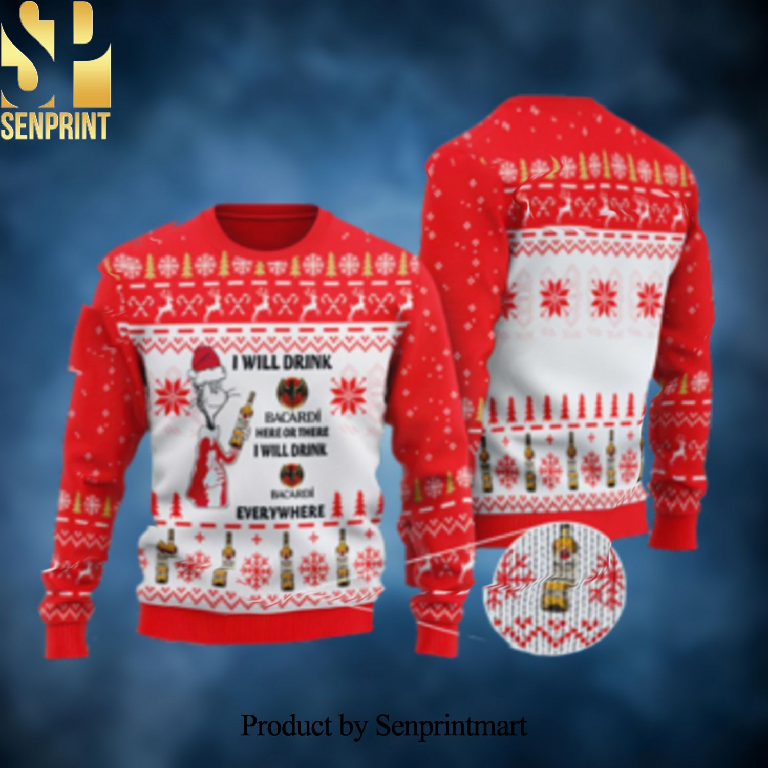 I Will Drink Bacardi Rum Everywhere Knitting Pattern Christmas Ugly Christmas Sweater