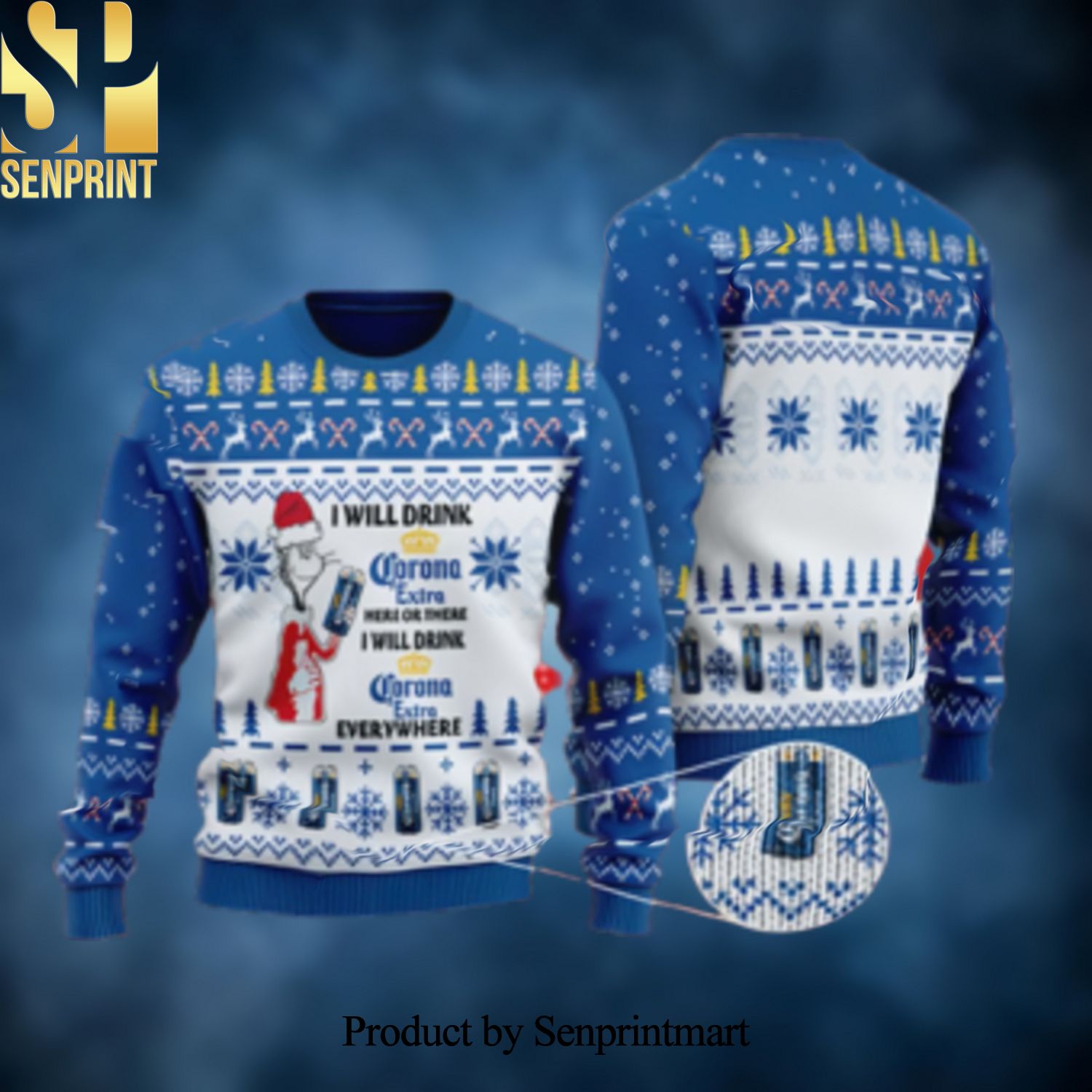 I Will Drink Corona Extra Everywhere Christmas Ugly Wool Knitted Sweater