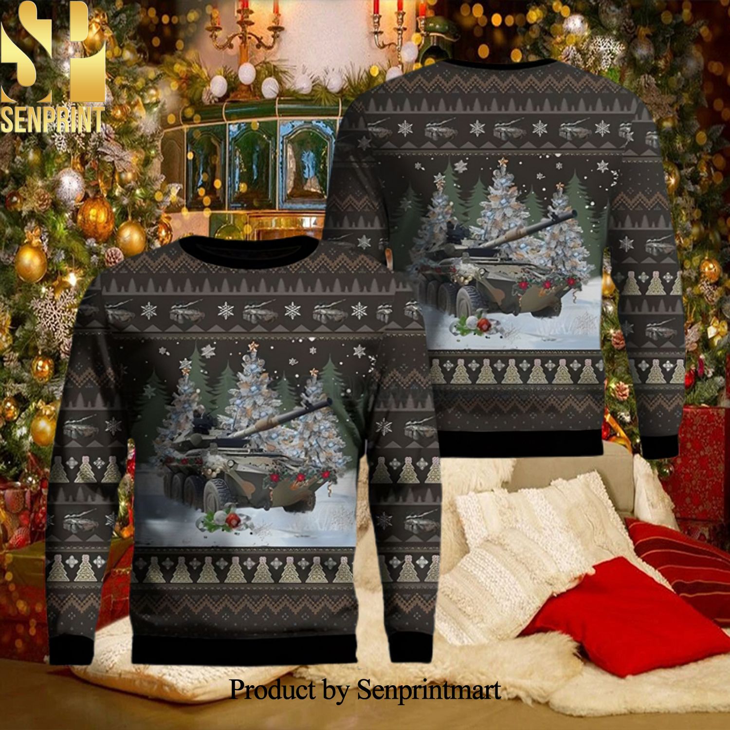 Italian Army Tank destroyer Centauro Centauro II Christmas Ugly Wool Knitted Sweater