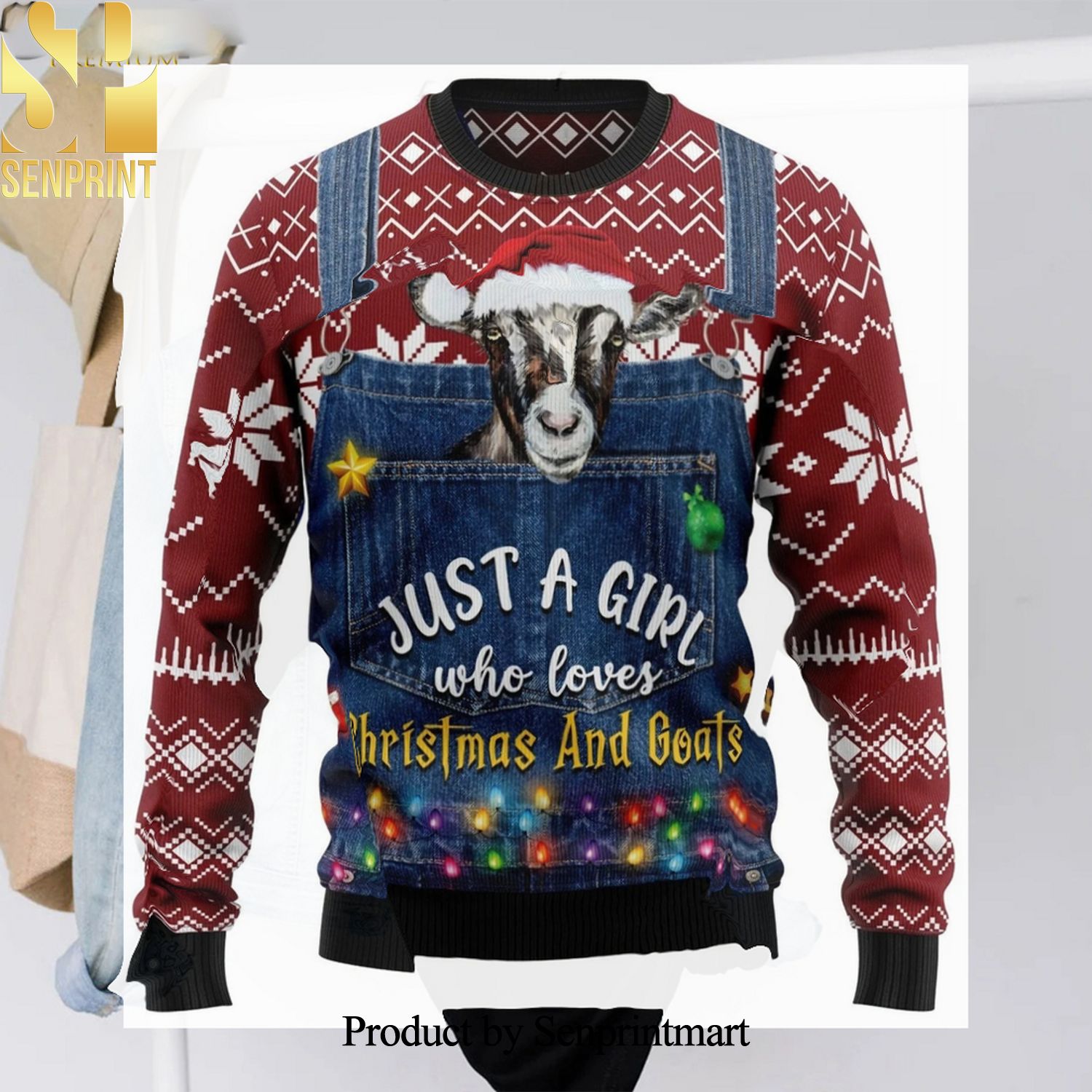 I’m Just A Girl Who Loves Goats Ugly Christmas Wool Knitted Sweater