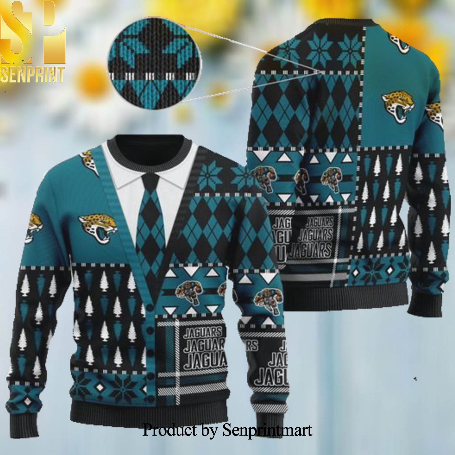 Jacksonville Jaguars NFL American Football Team Cardigan Ugly Xmas Wool Knitted Sweater