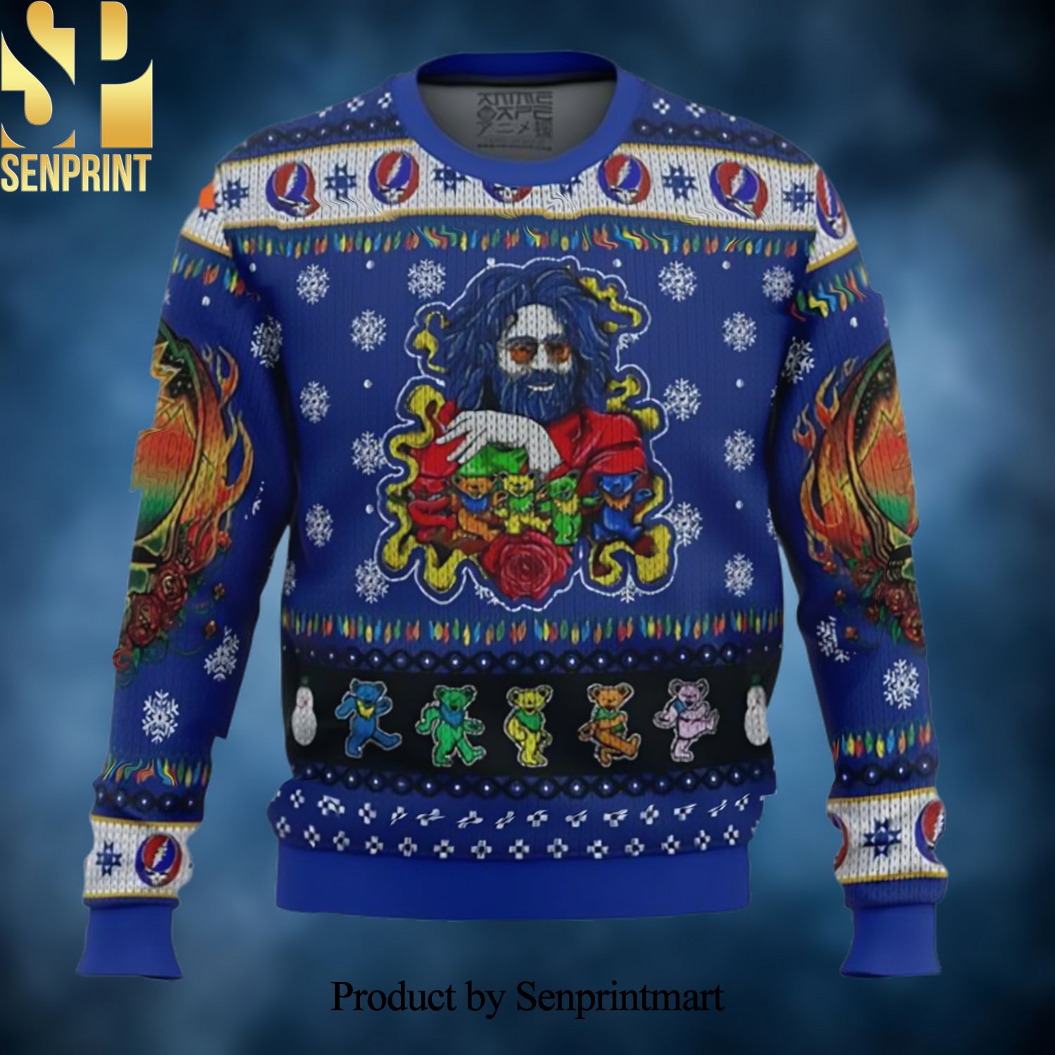Jerry Garcia Grateful Dead Ugly Xmas Wool Knitted Sweater