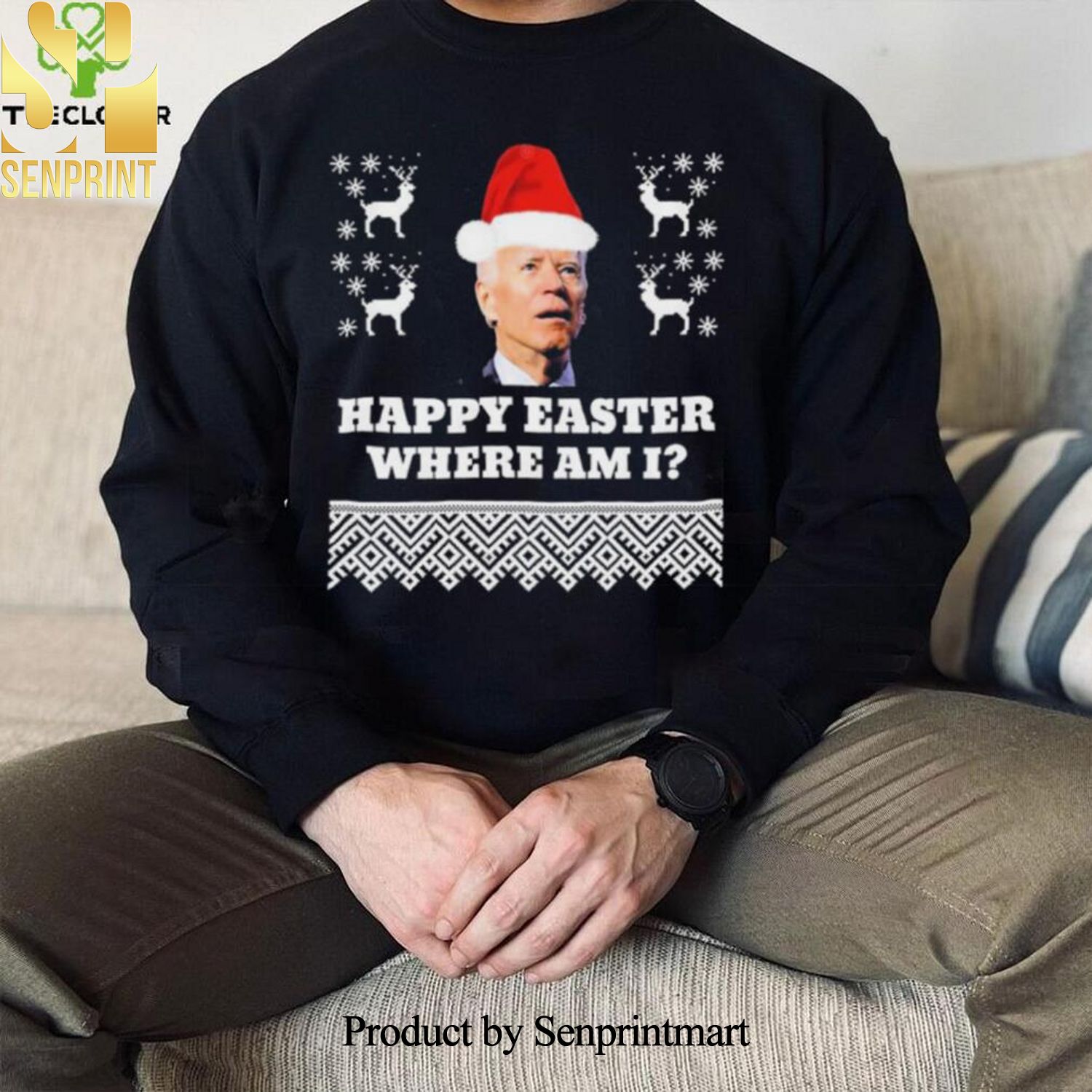 Joe Biden Happy Easter Where Am I Shirt Christmas Ugly Wool Knitted Sweater