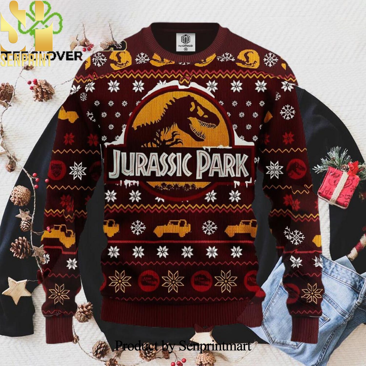 Jurassic Park Christmas Ugly Wool Knitted Sweater