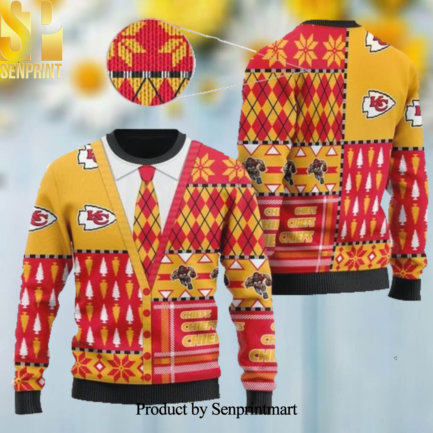Kansas City Chiefs NFL American Football Team Cardigan Style 3D Printed Ugly Christmas Sweater