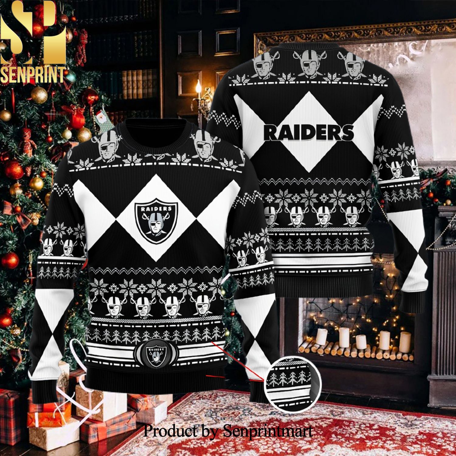 Las Vegas Raiders NFL Black Christmas Ugly Wool Knitted Sweater